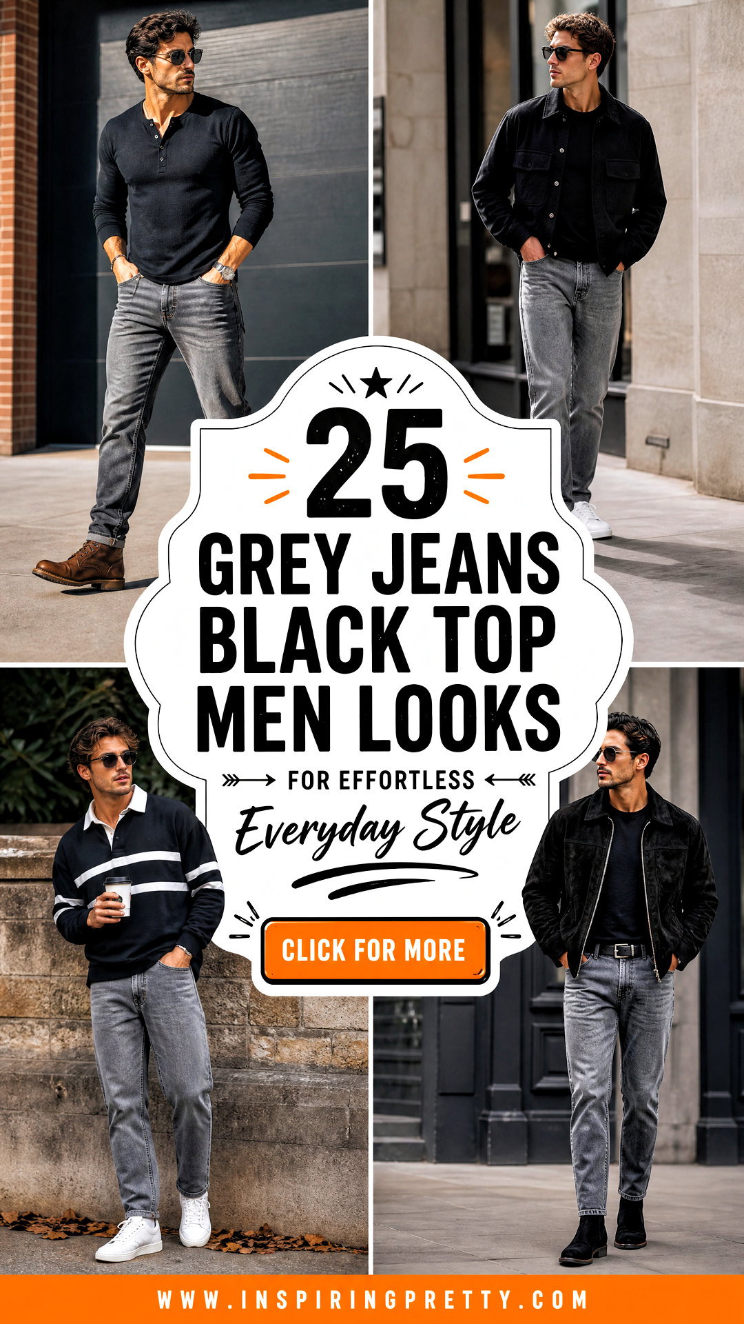 25 Grey Jeans Black Top Men Looks for Effortless Everyday Style - 25 Grey Jeans Black Top Men Looks for Effortless Everyday Style