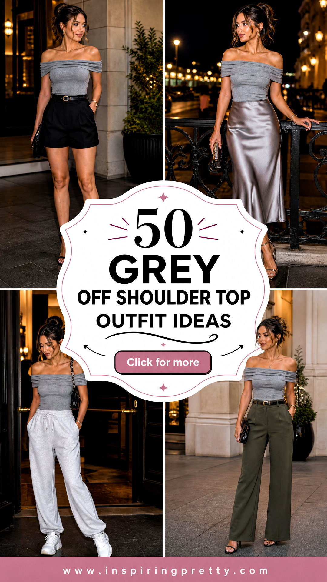 50 Grey Off Shoulder Top Outfit Ideas for Elegant Nights Out - 50 Grey Off Shoulder Top Outfit Ideas for Elegant Nights Out
