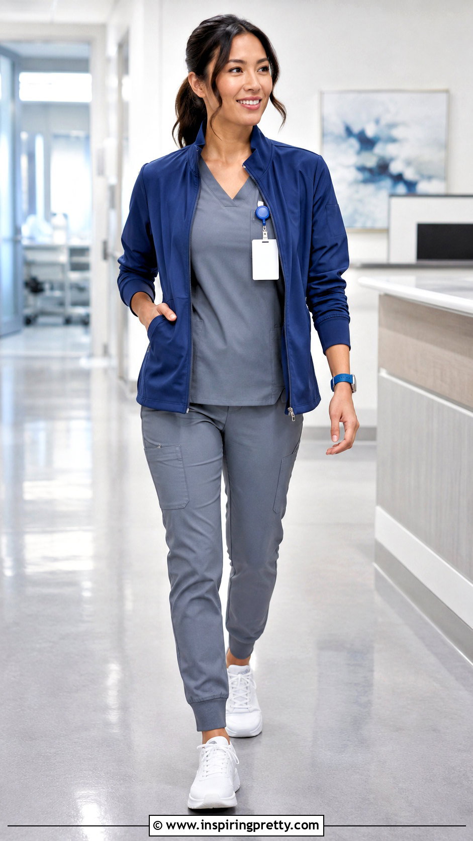 Grey Scrub Top With A Blue Scrub Jacket - 20 Grey Scrub Top outfit ideas