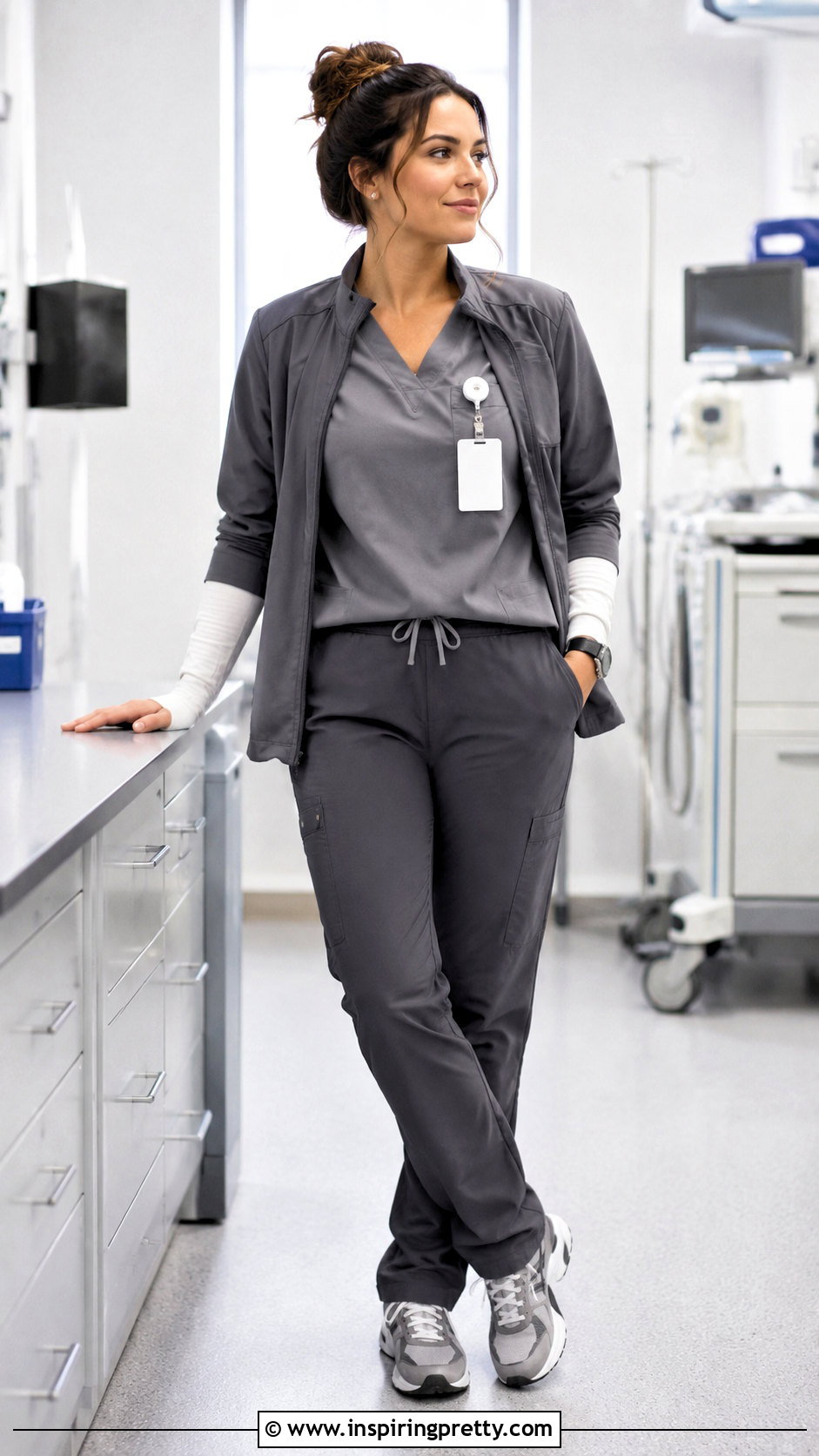 Grey Scrub Top With Grey Cargo Pants - 20 Grey Scrub Top outfit ideas