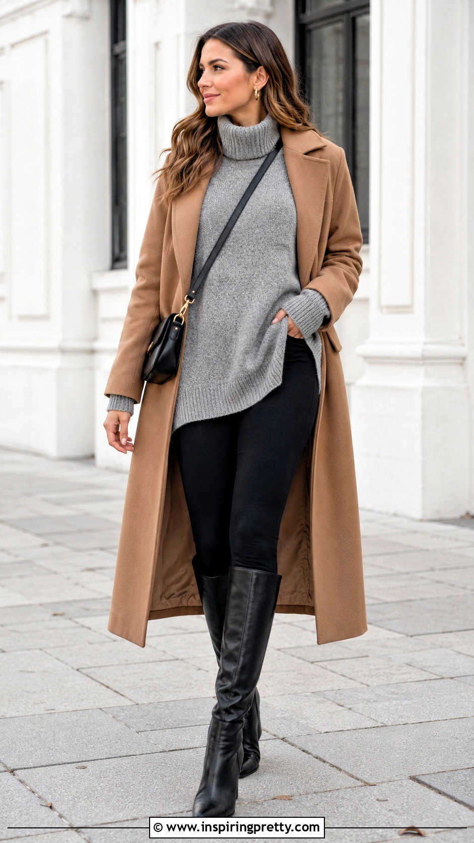Grey Sweater With Leggings And Boots - 50 grey top outfit ideas