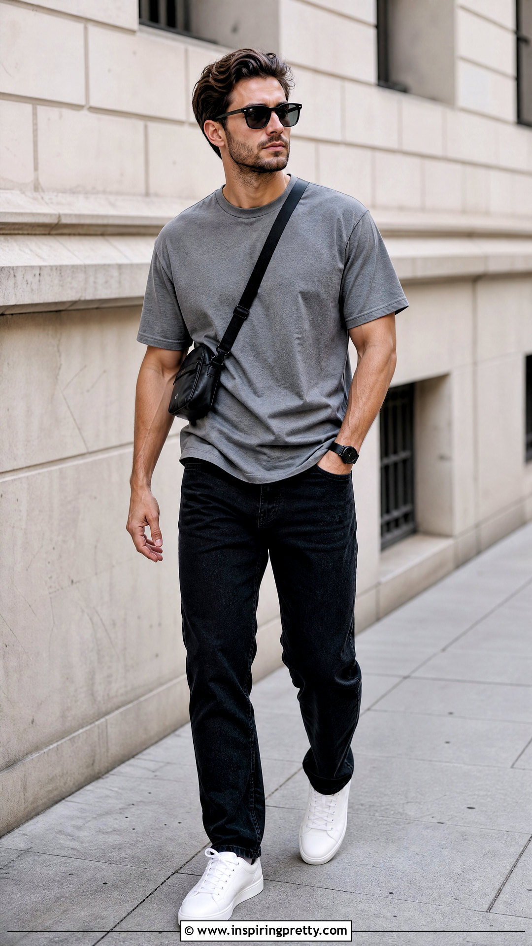 Grey T Shirt With Black Jeans - 20 Grey Top Black Pants Men
