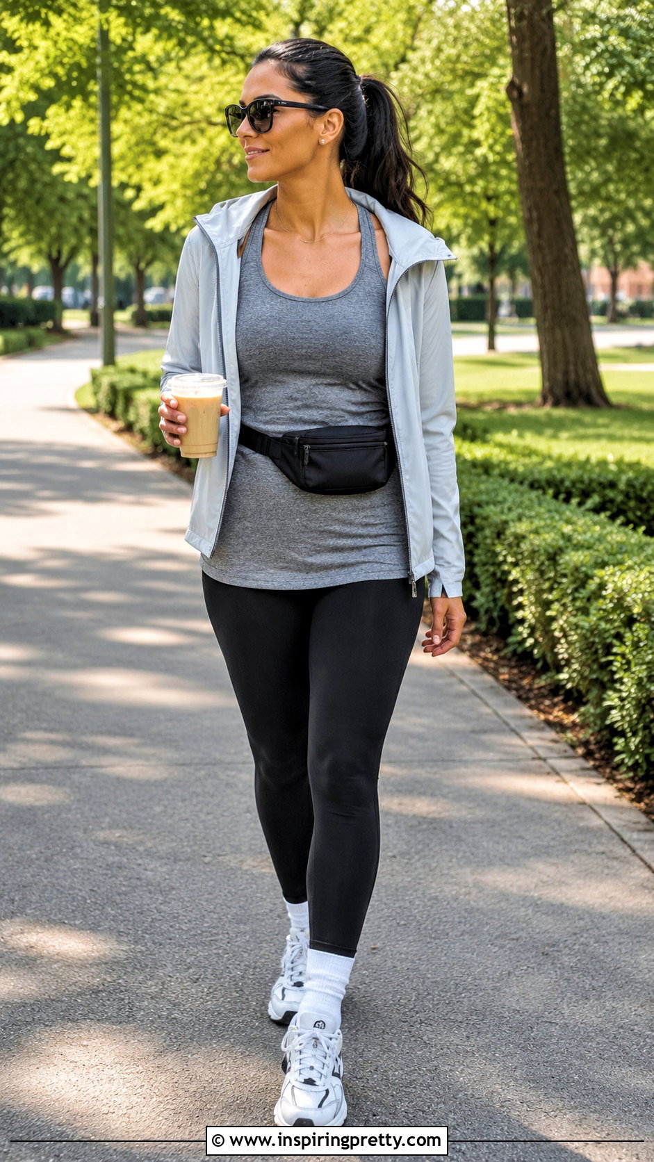 Grey Tank Top With Black Leggings - 50 grey tank top outfit ideas