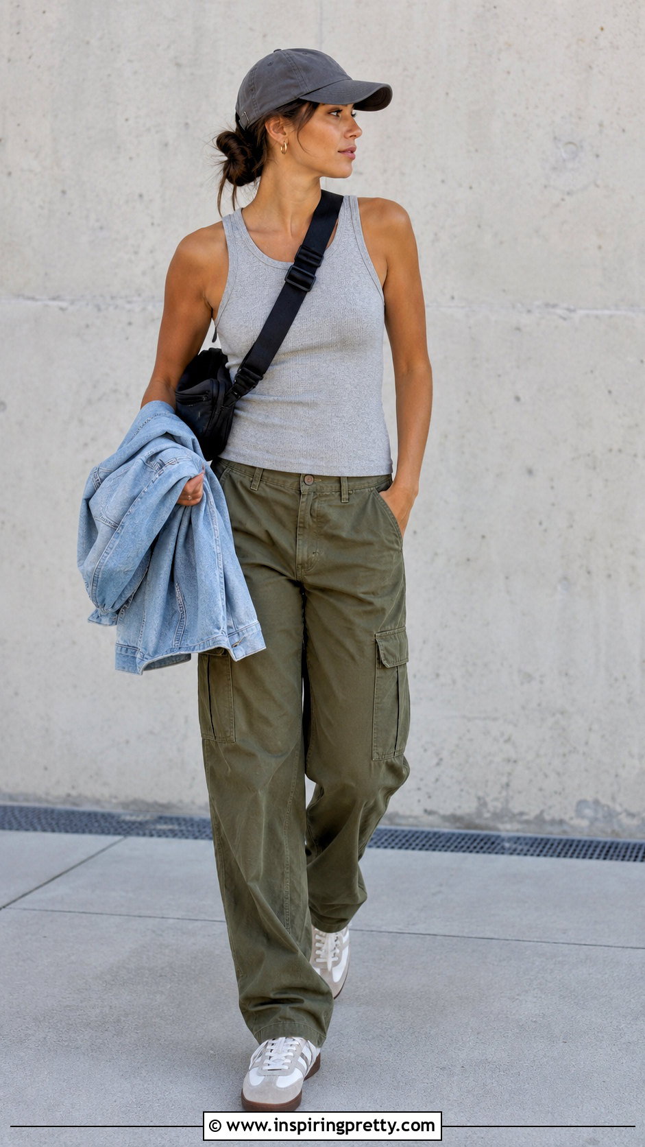 Grey Tank Top With Cargo Pants - 50 grey tank top outfit ideas