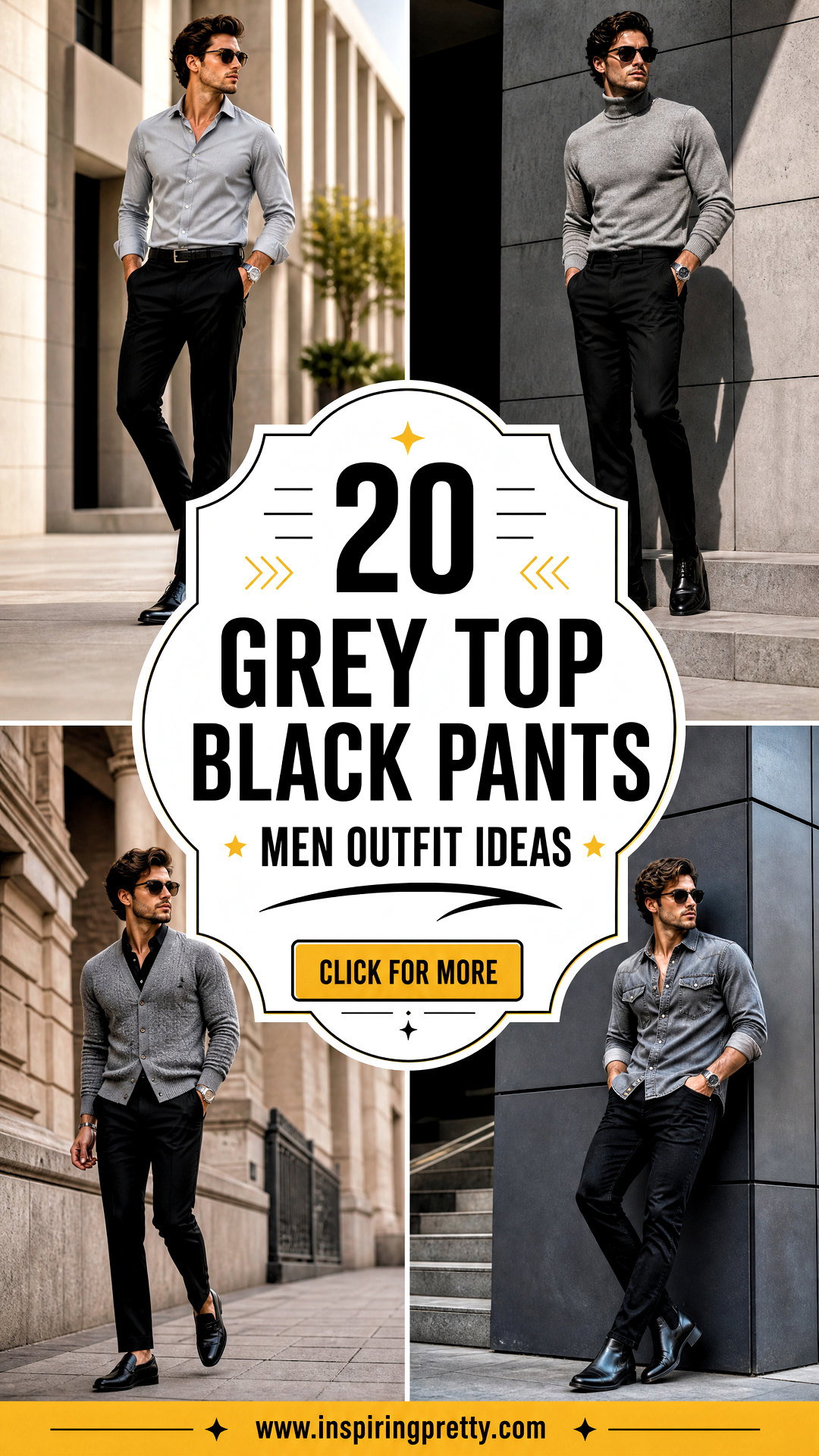 20 Grey Top Black Pants Men Outfit Ideas for Smart Style - 20 Grey Top Black Pants Men Outfit Ideas for Smart Style