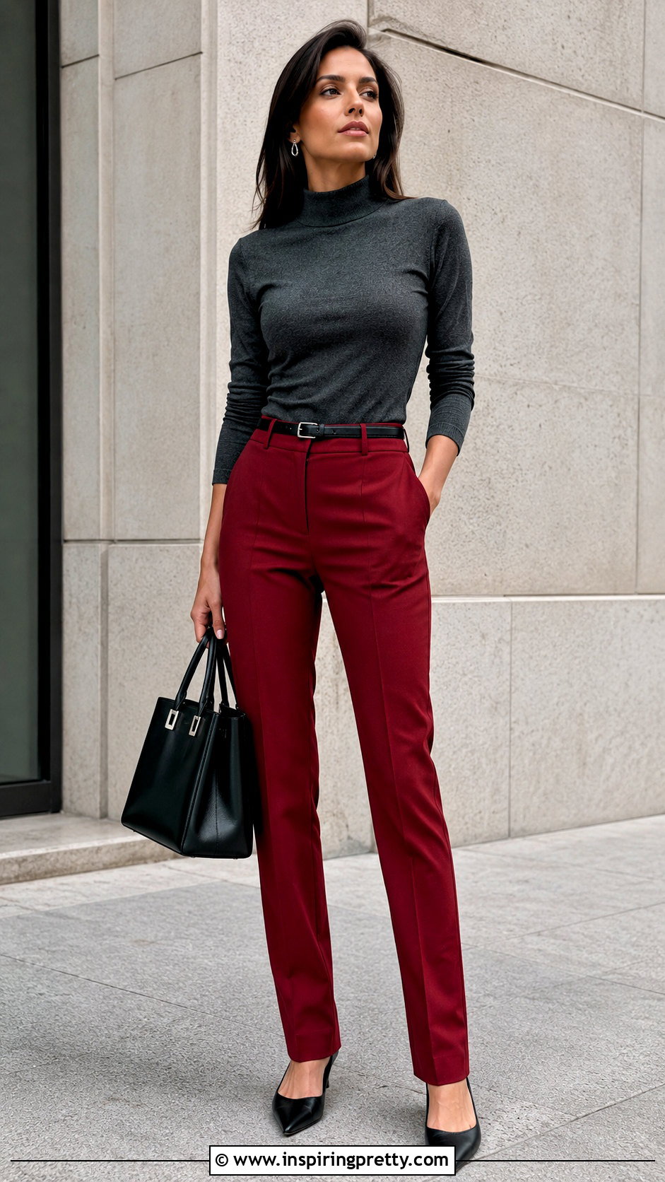 Grey Top With Red Trousers - 50 grey top outfit ideas