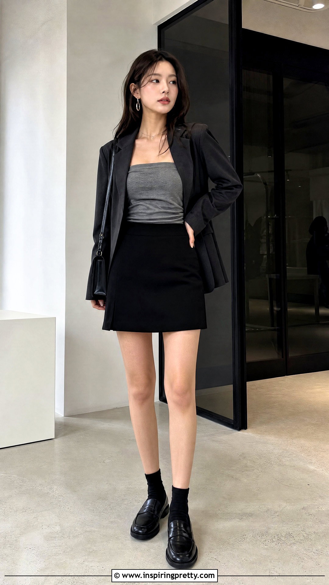 Grey Tube Top With Mini Skirt - 50 grey tube top outfit ideas