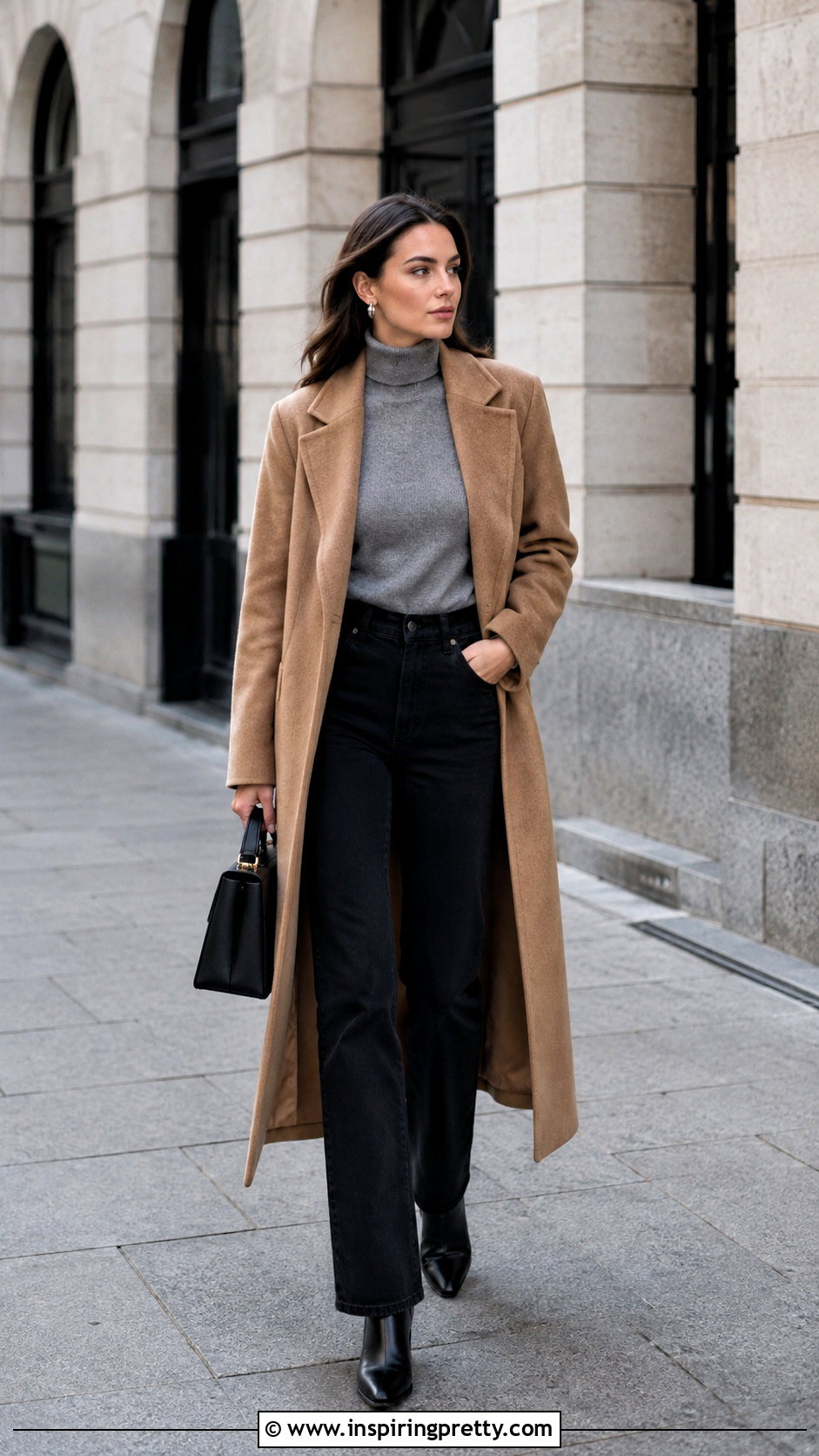 Grey Turtleneck And Black Jeans - 50 grey top and jeans outfit ideas