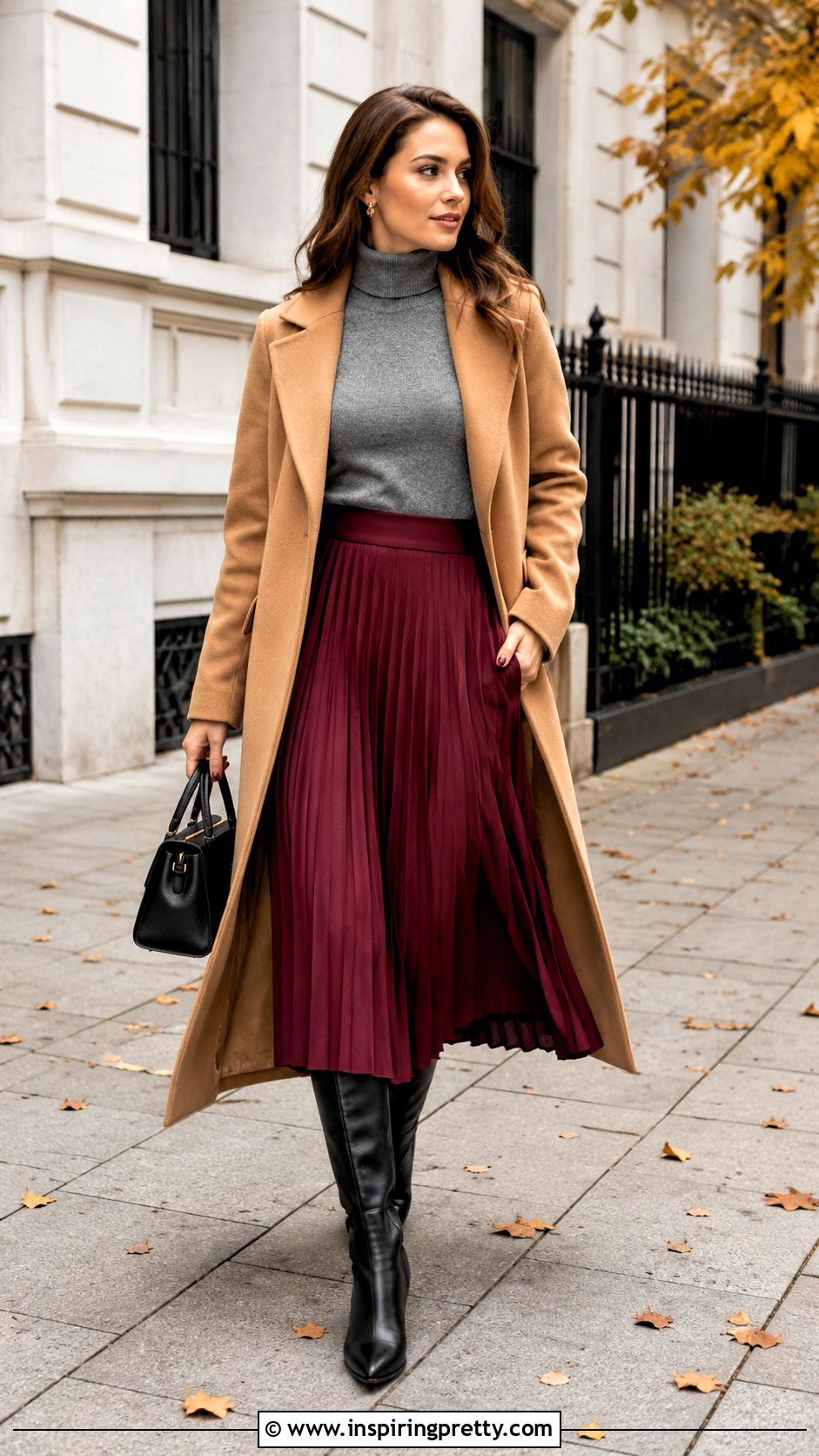 Grey Turtleneck With Midi Skirt - 50 grey top outfit ideas