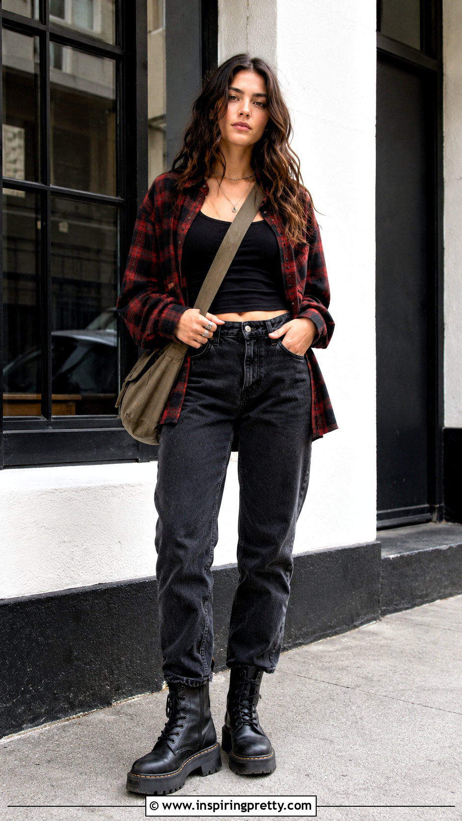 Grunge Plaid Flannel With Black Jeans - 50 grunge tops outfit ideas