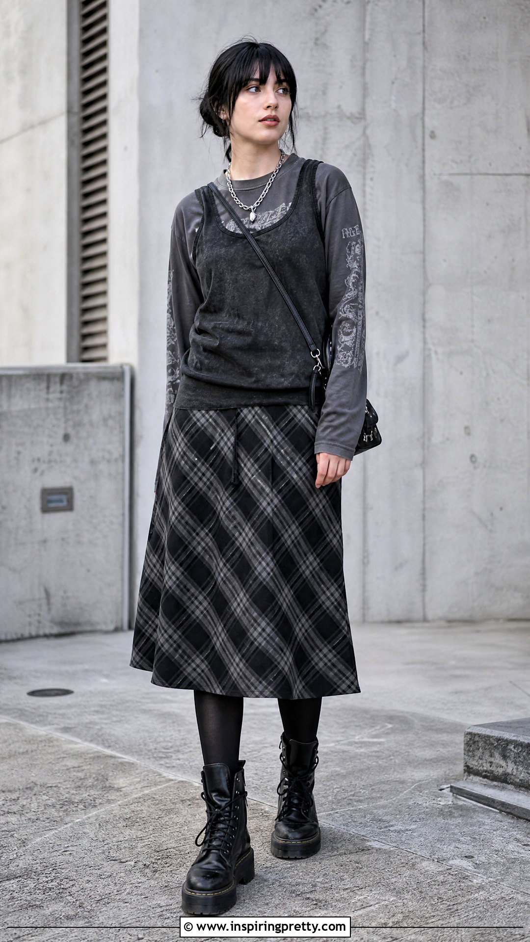 Grunge Tank Top Over Graphic Long Sleeve Shirt Outfit - 50 tank top over shirt outfit ideas