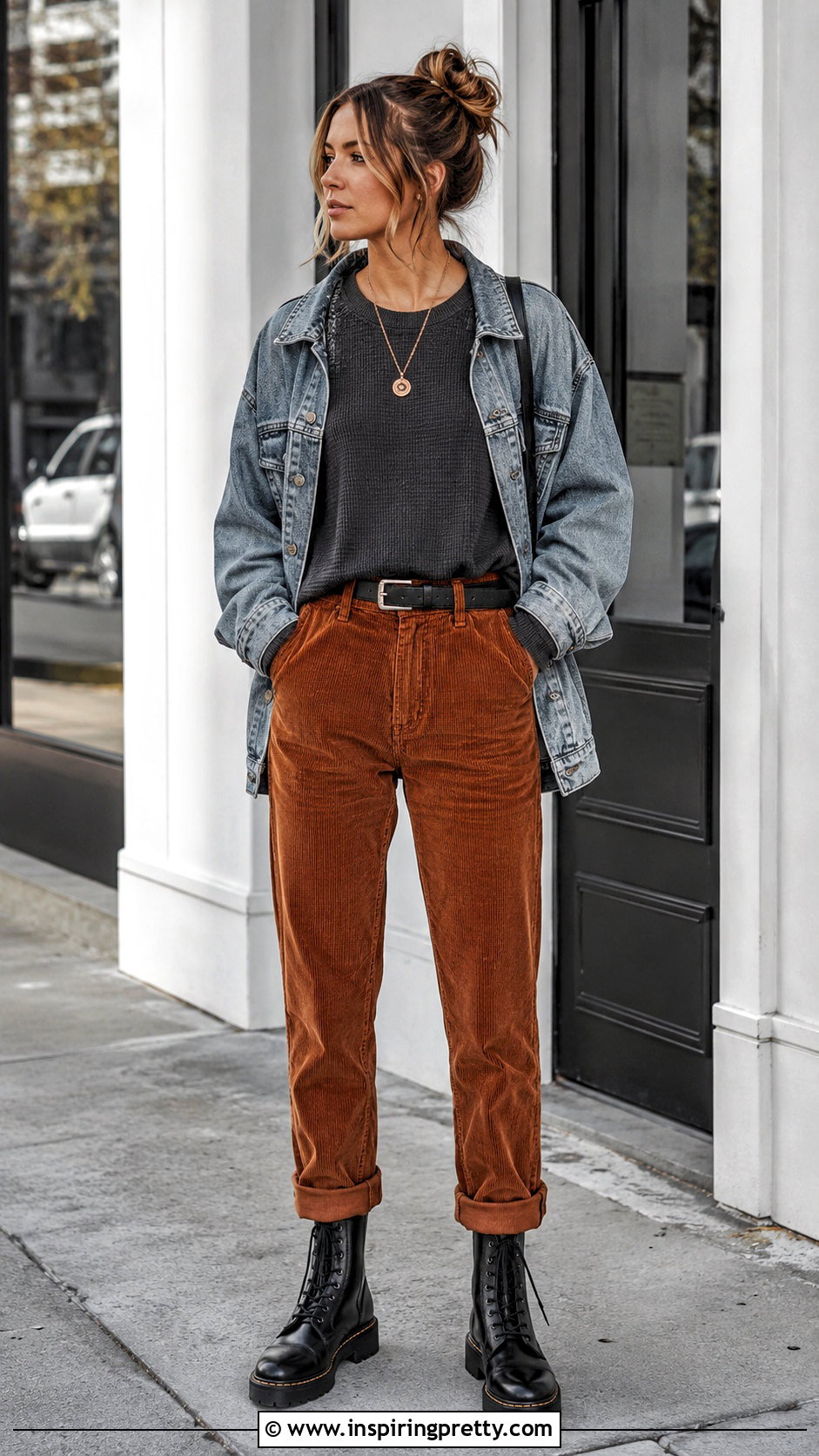 Grunge Thermal Top With Corduroy Pants - 50 grunge tops outfit ideas