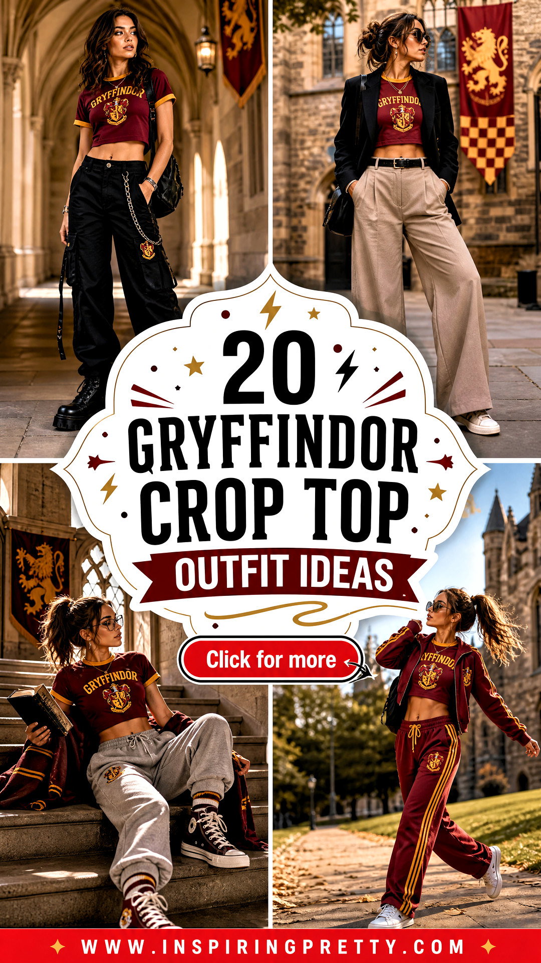 20 Gryffindor Crop Top Outfit Ideas for Magical Fan Style - 20 Gryffindor Crop Top Outfit Ideas for Magical Fan Style