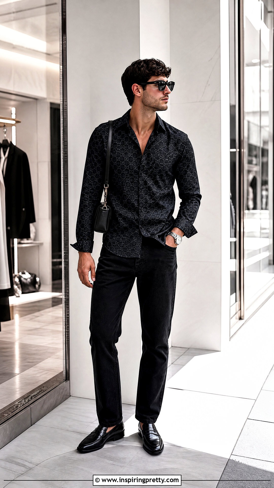 Gucci Monogram Shirt With Black Jeans - 20 Gucci Men's Tops outfit ideas
