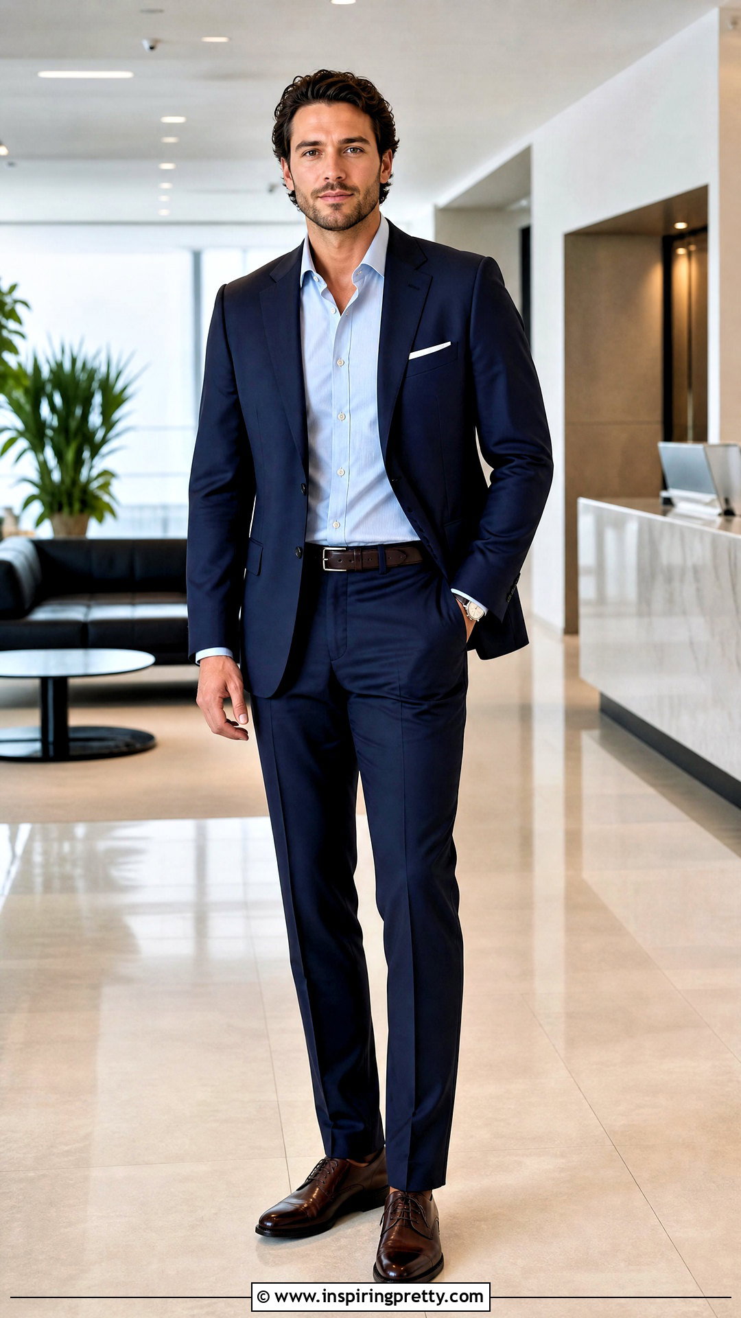 Gucci Oxford Shirt With Navy Suit - 20 Gucci Men's Tops outfit ideas