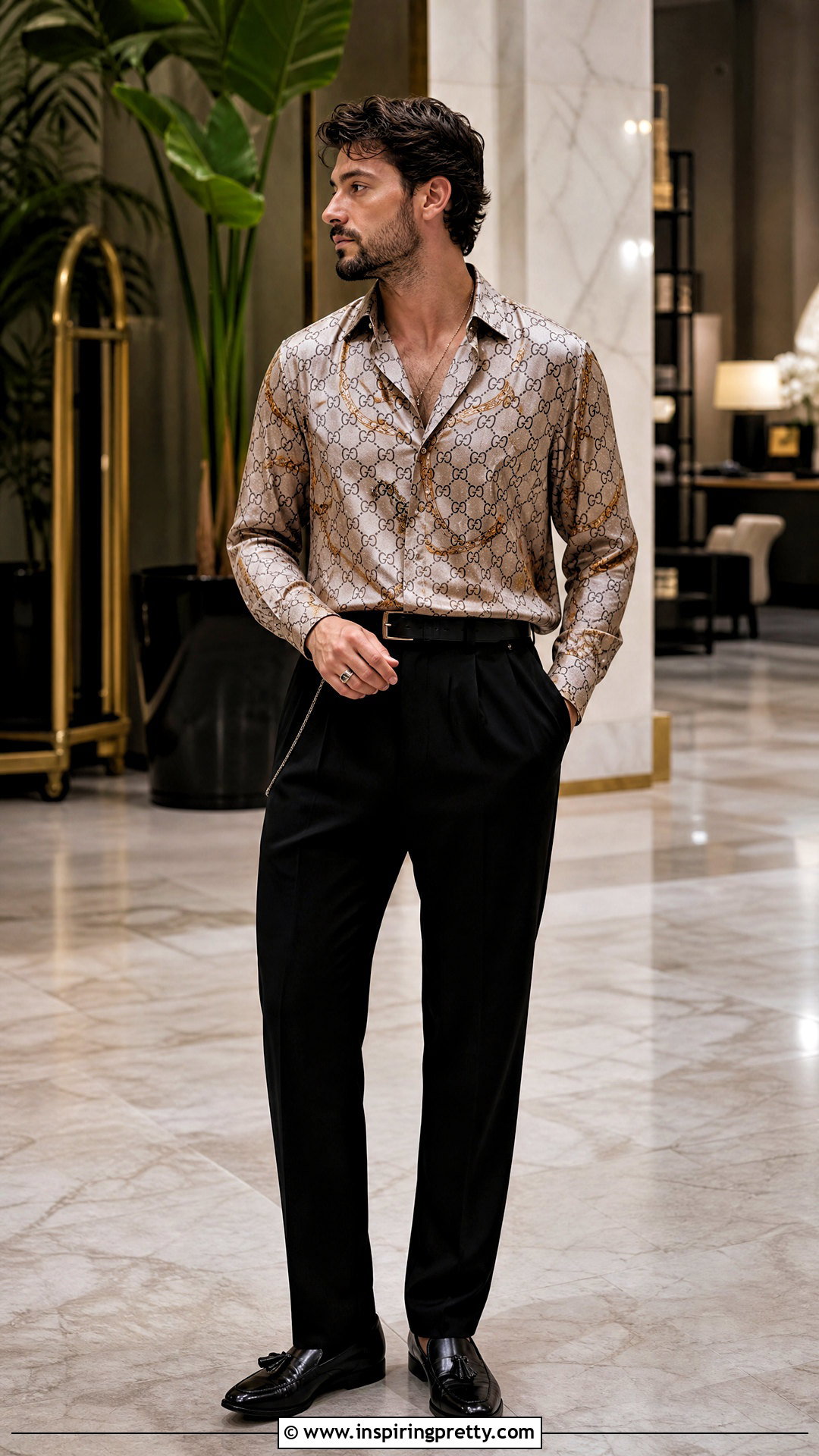Gucci Silk Shirt With Pleated Trousers - 20 Gucci Men's Tops outfit ideas