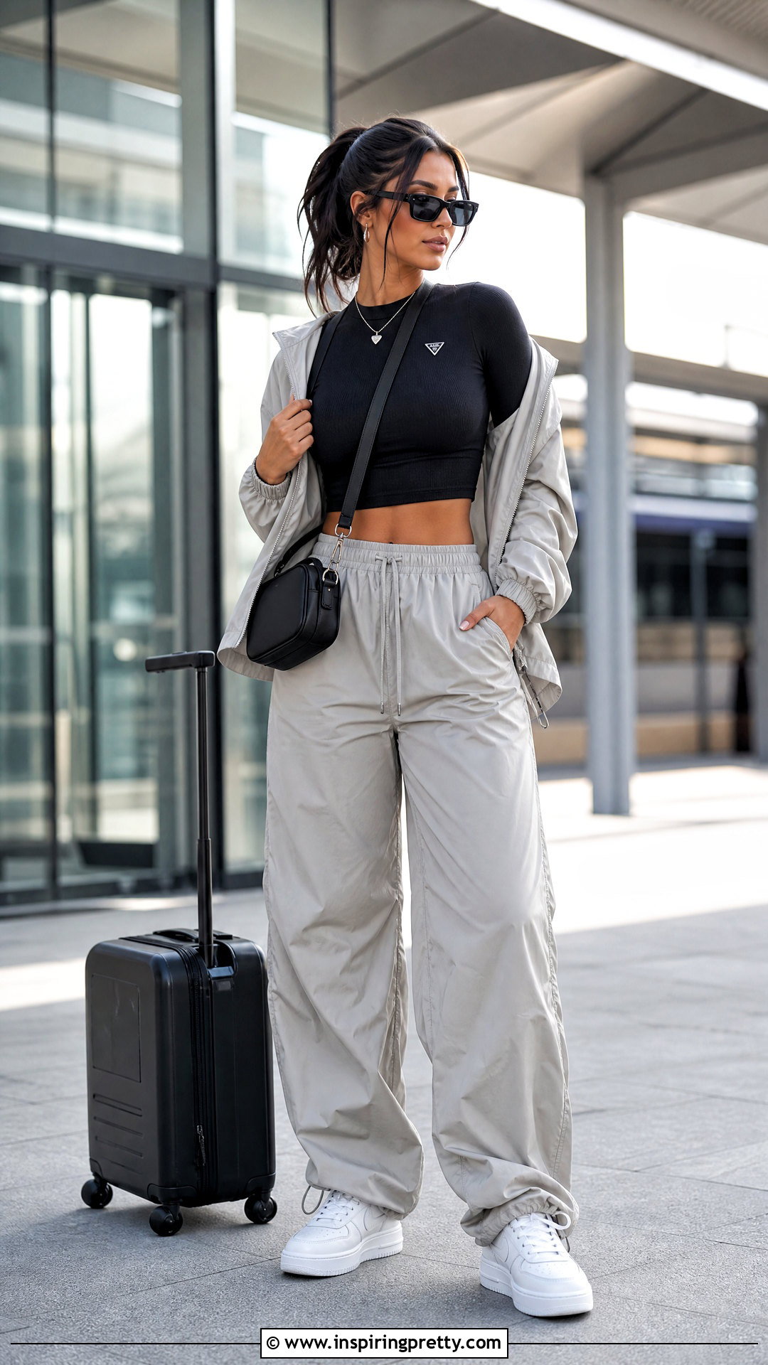 Guess Long Sleeve Top With Parachute Pants - 20 guess long sleeve top outfit ideas