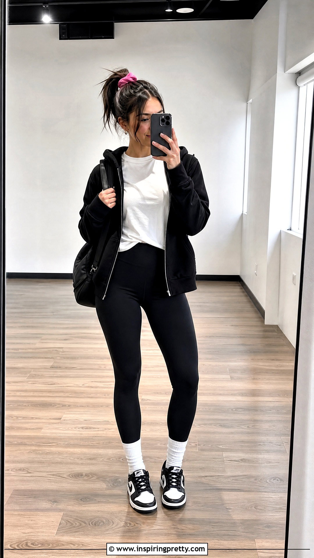 Gymshark White T Shirt And Black Leggings Outfit - 20 gymshark women top outfit ideas