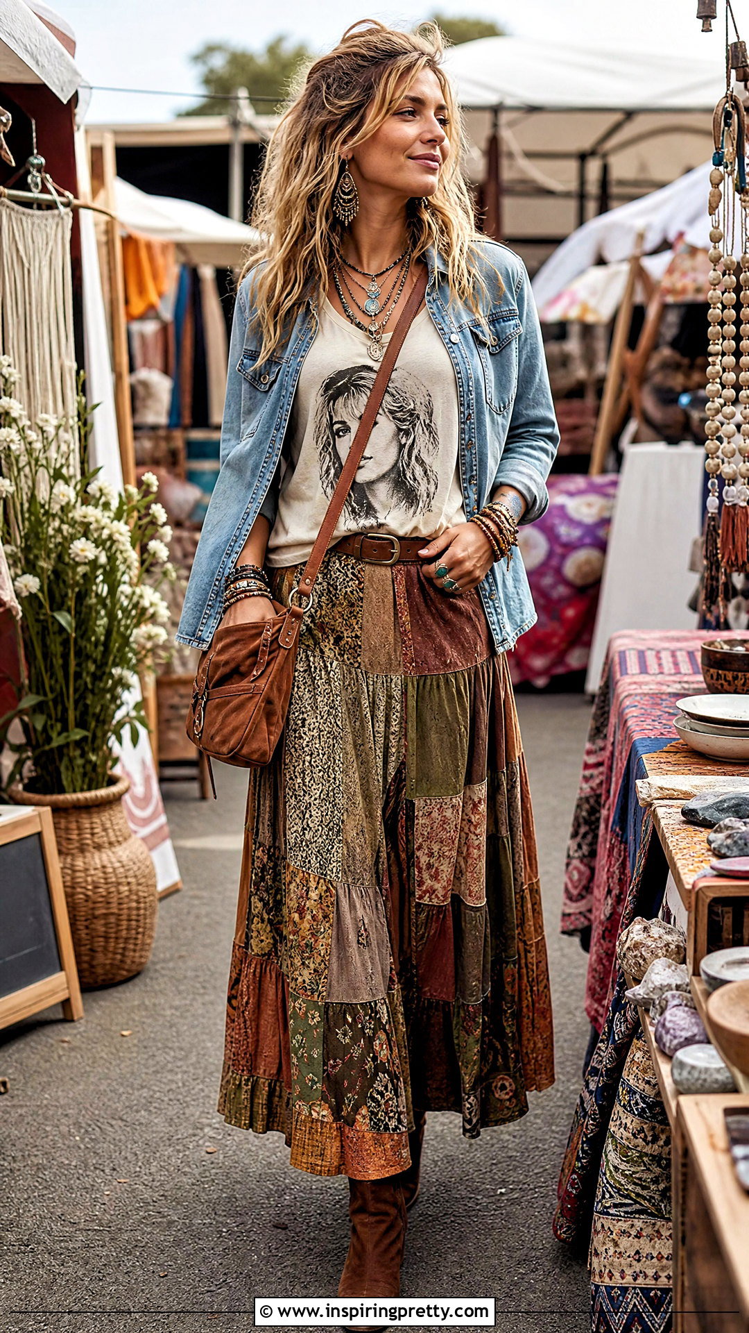 Gypsy Tank Top With Patchwork Maxi Skirt - 20 stevie nicks tank tops