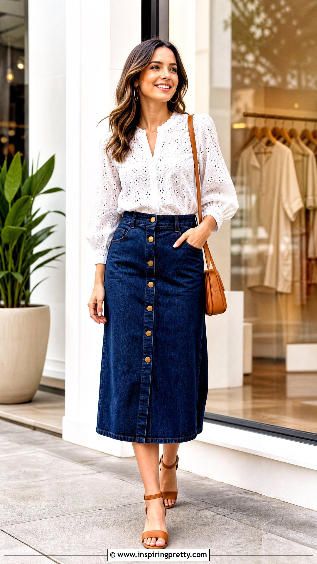 Hakoba Top With Denim Skirt - 50 hakoba tops outfit ideas