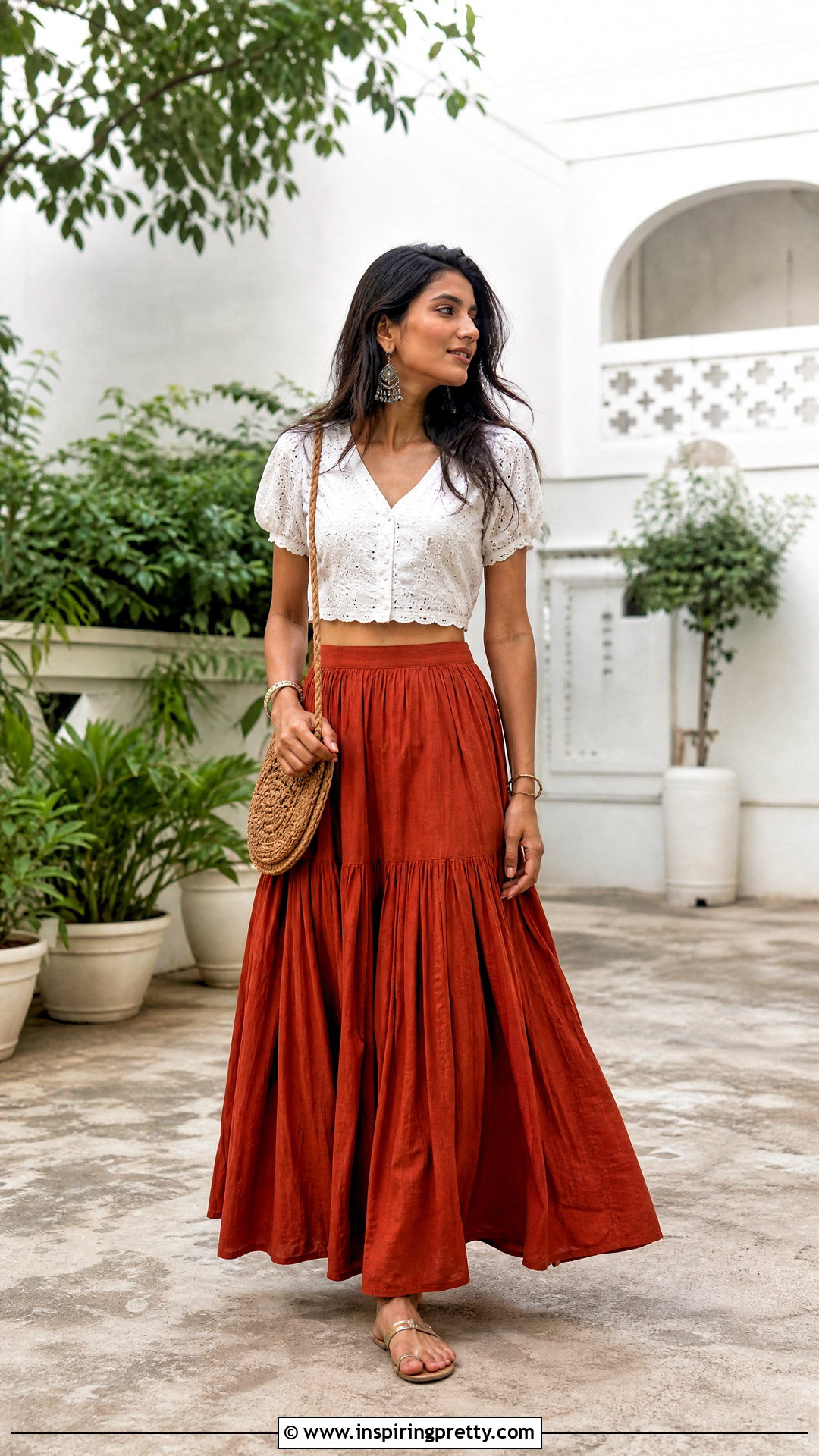 Hakoba Top With Maxi Skirt - 50 hakoba tops outfit ideas