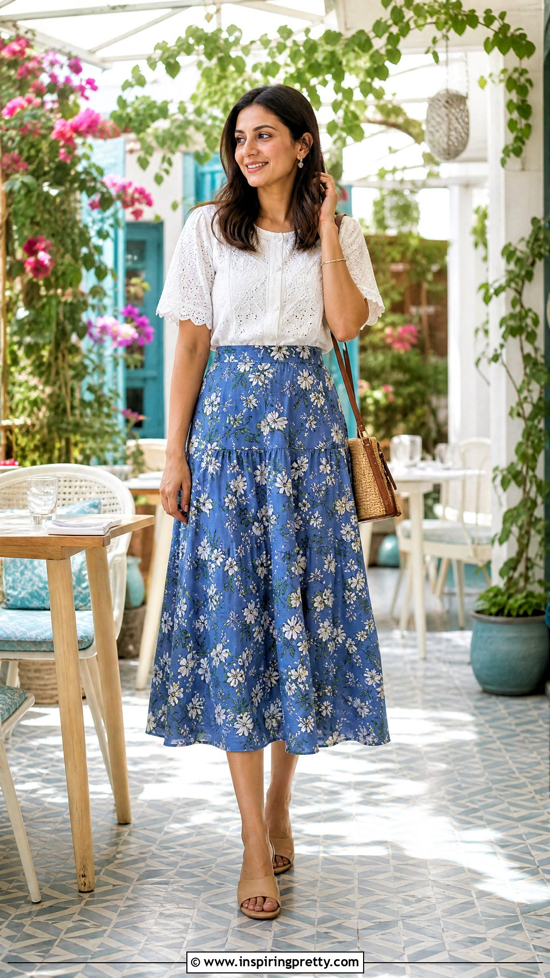 Hakoba Top With Printed Skirt - 50 hakoba tops outfit ideas
