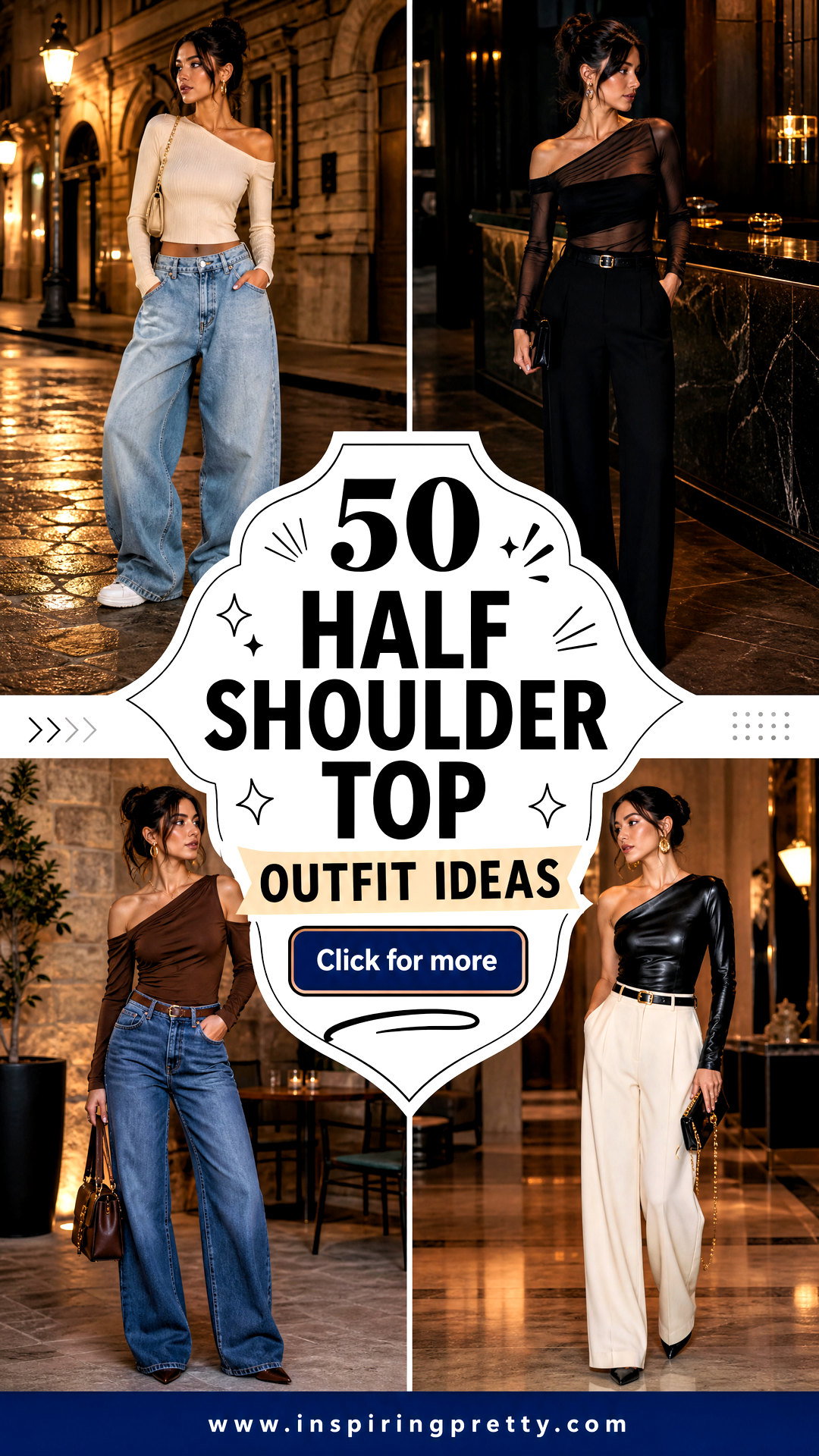 50 Half Shoulder Top Outfit Ideas for Chic Evening Style - 50 Half Shoulder Top Outfit Ideas for Chic Evening Style