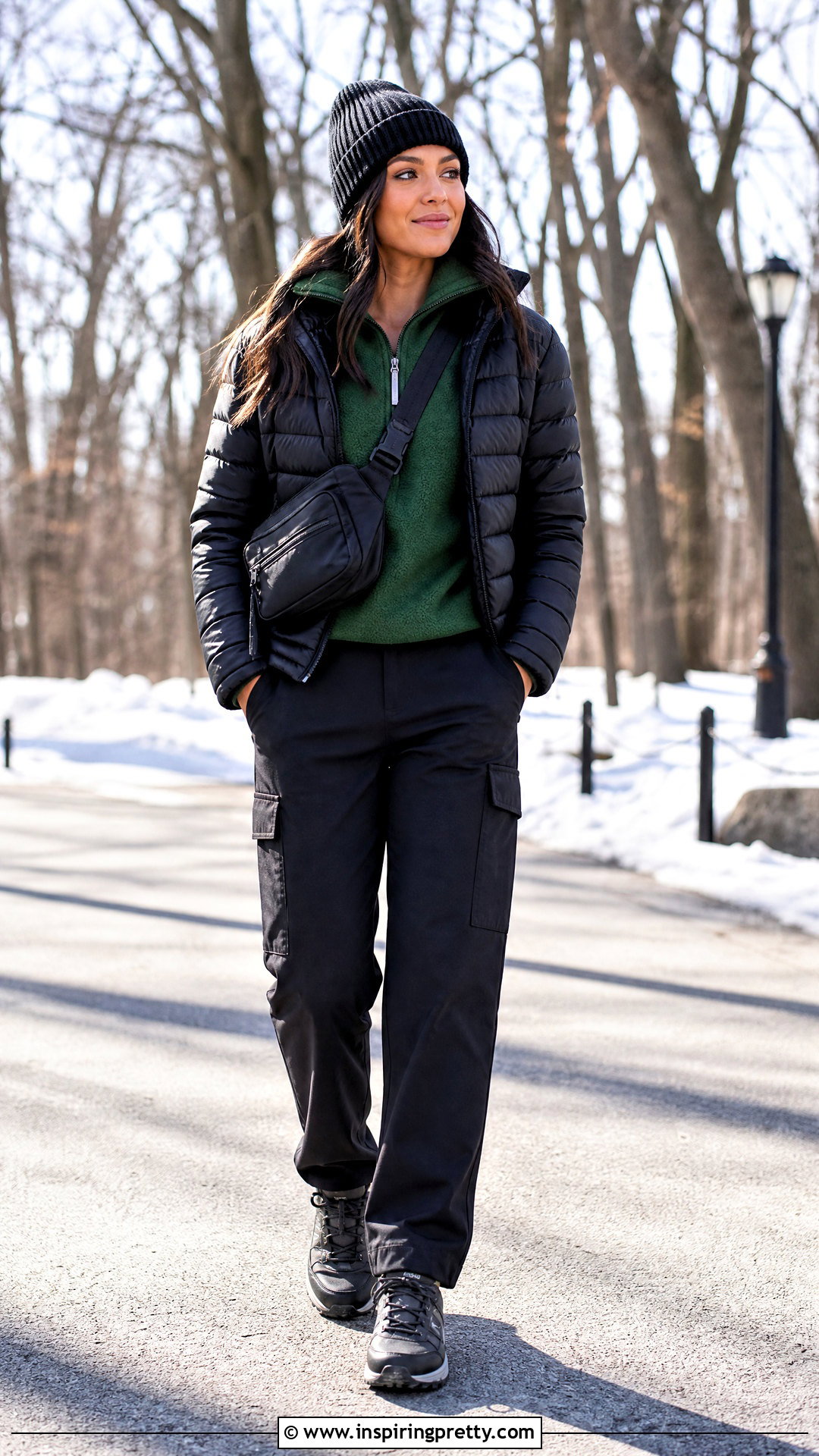 Half Zip Fleece With Cargo Pants - 50 winter tops for women