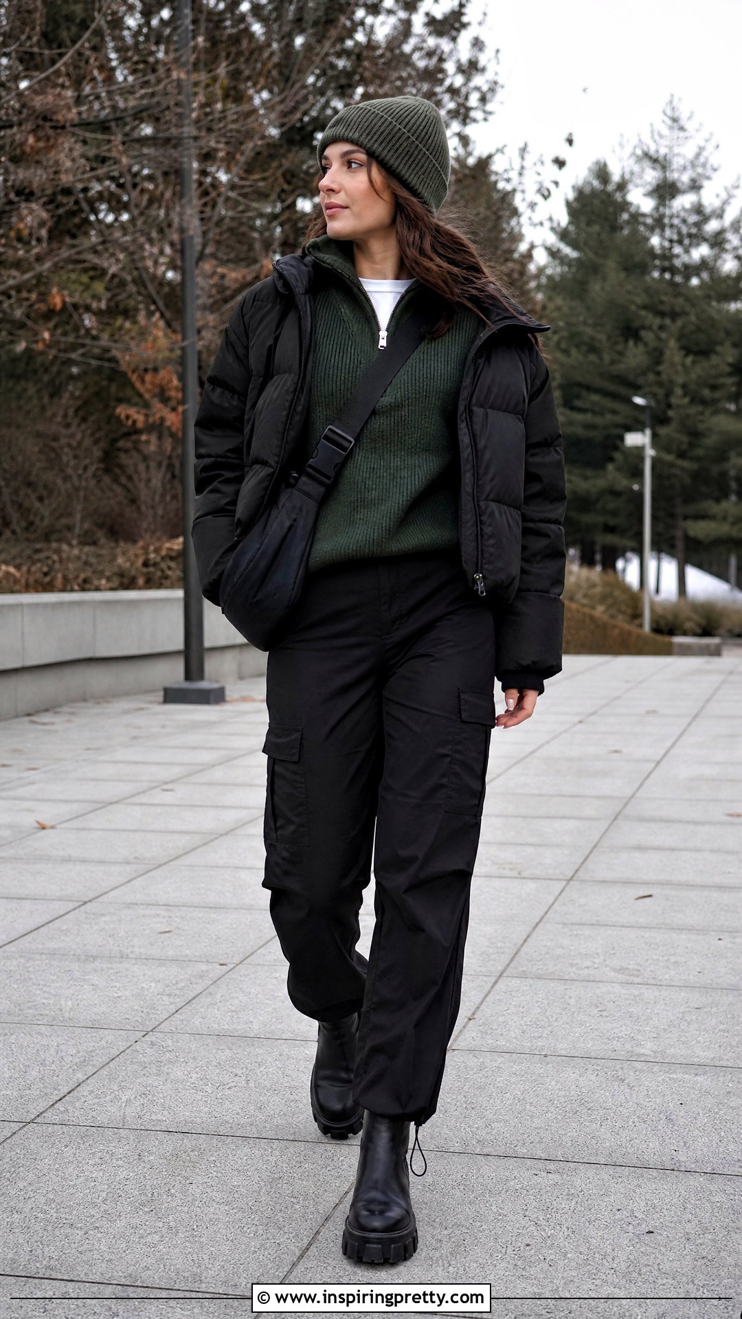Half Zip Sweater And Cargo Pants Outfit - 50 winter tops outfit ideas