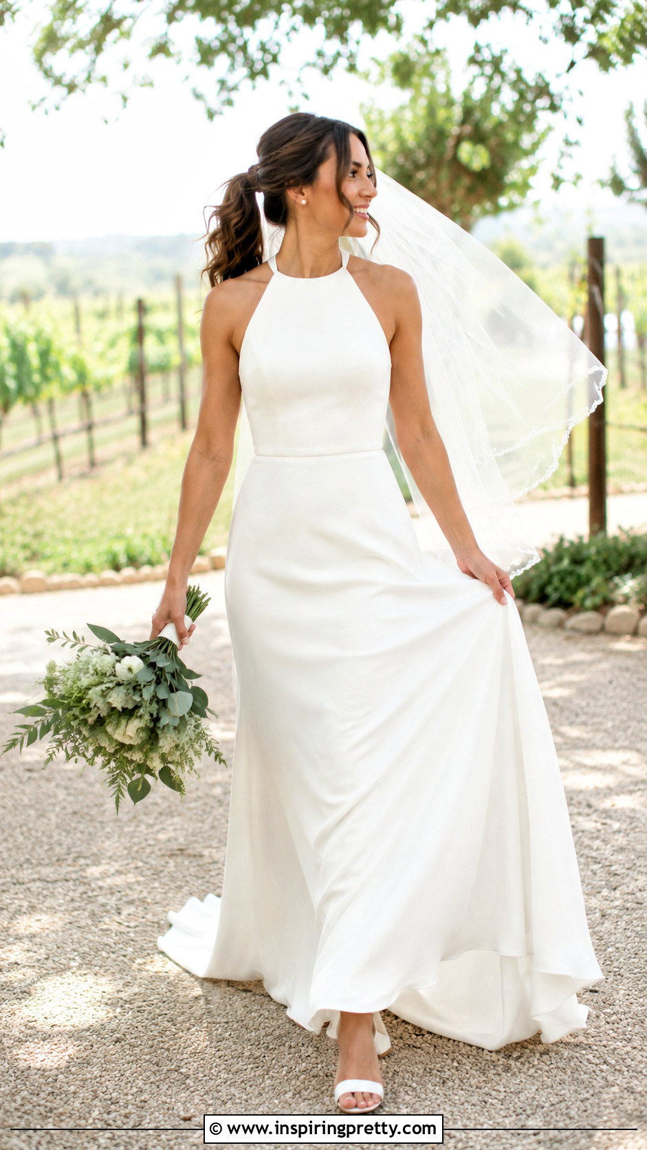 Halter A Line Wedding Dress With Block Heels - 50 halter top wedding dress outfit ideas