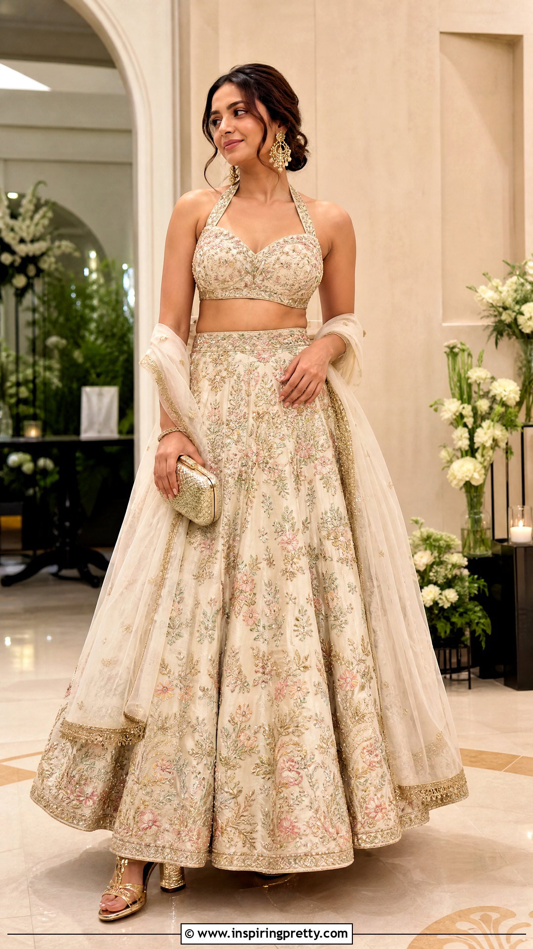 Halter Choli With High Waisted Lehenga - 50 traditional tops for women