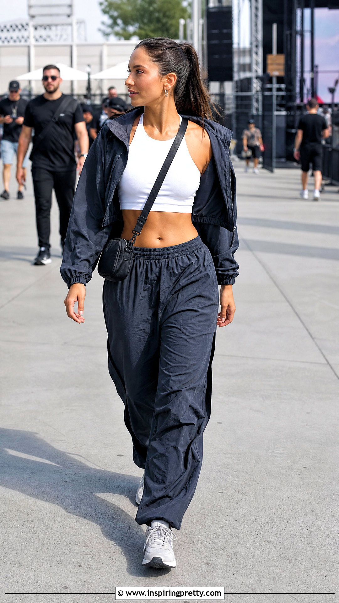 Halter Crop Top With Parachute Pants - 25 halter going out tops outfit ideas