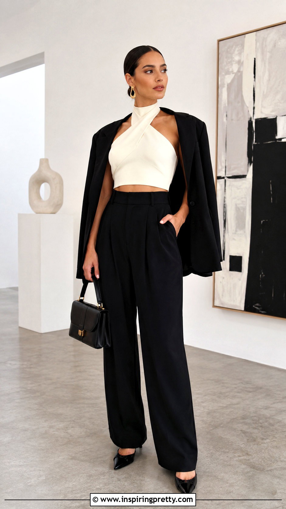 Halter Crop Top With Tailored Trousers - 50 crop top ideas