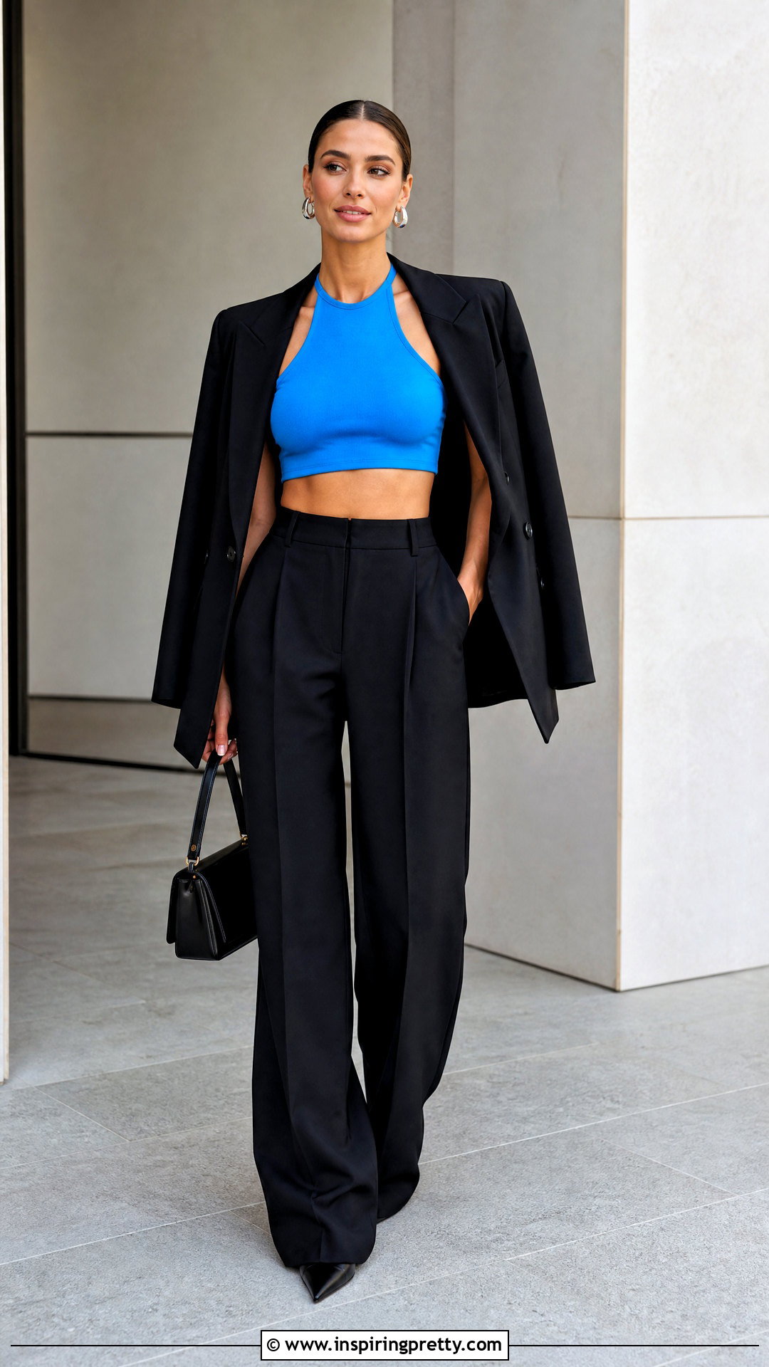 Halter Extremely Cropped Top With Tailored Trousers - 25 Extremely Cropped Top outfit ideas