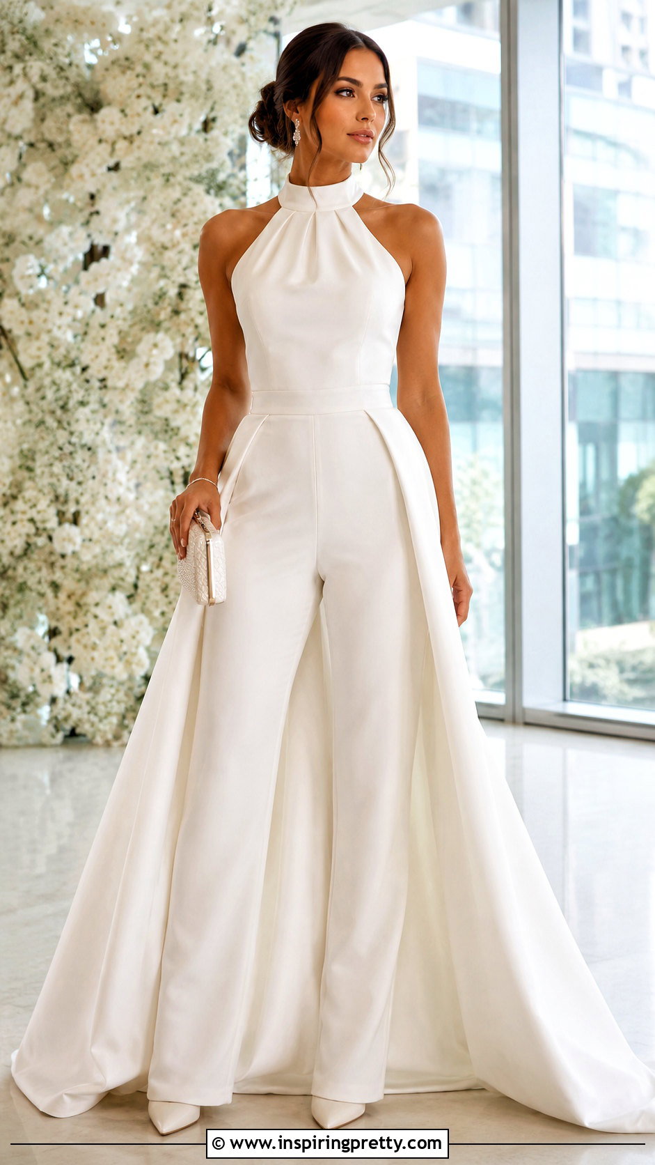 Halter Jumpsuit Wedding Outfit With Pointed Pumps - 50 halter top wedding dress outfit ideas