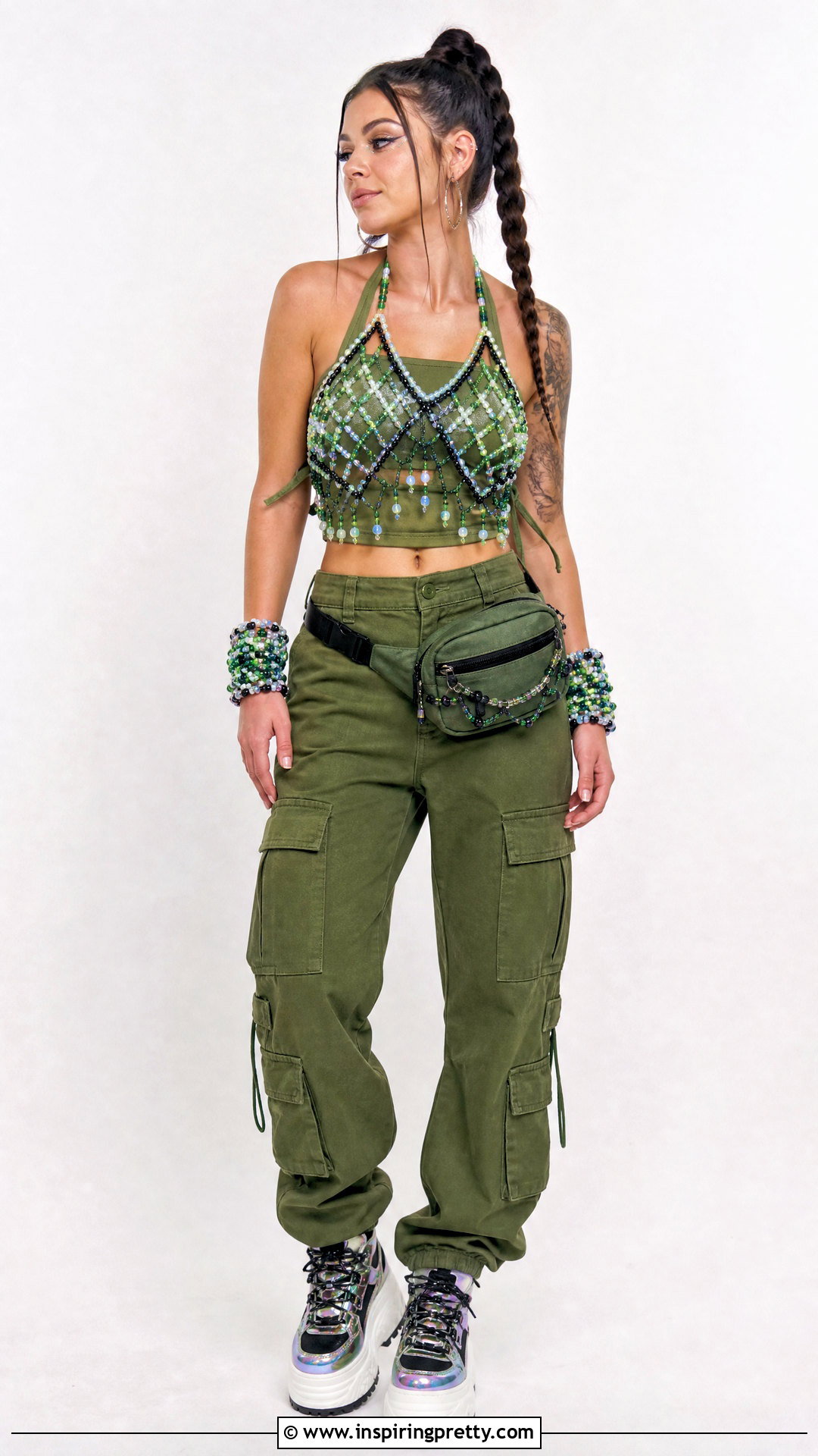 Halter Kandi Top With Cargo Pants - 50 kandi top outfit ideas
