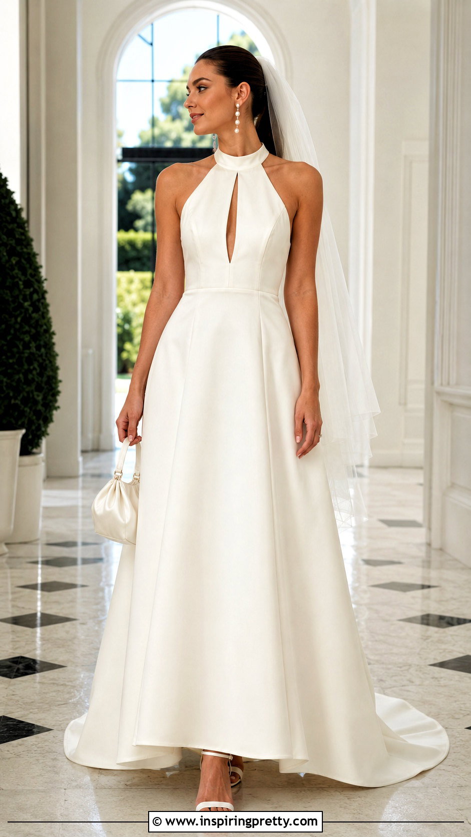 Halter Keyhole Wedding Dress With Drop Earrings - 50 halter top wedding dress outfit ideas