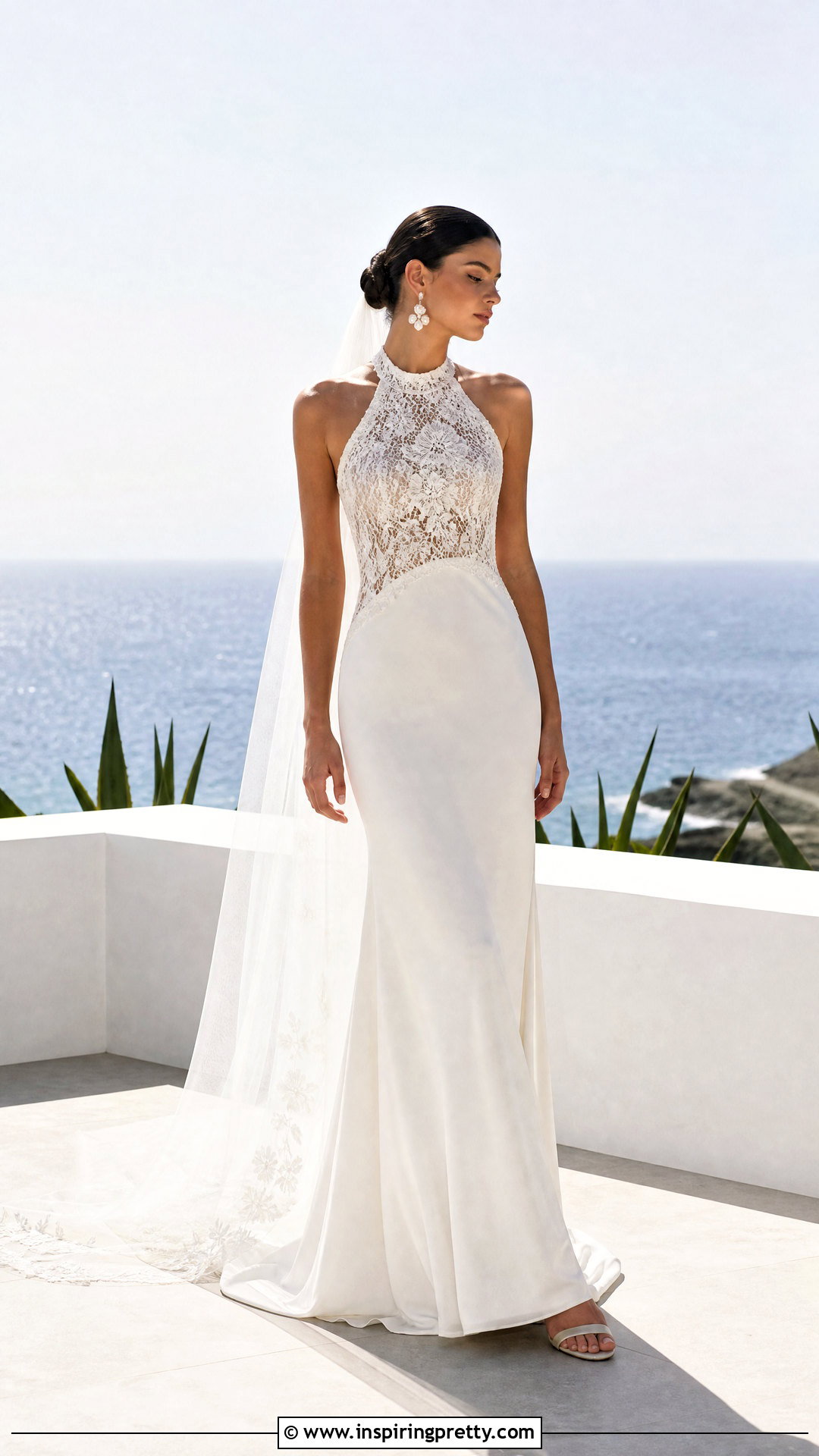 Halter Lace Top Flowy Wedding Dress - 25 lace top flowy bottom wedding dress outfit ideas