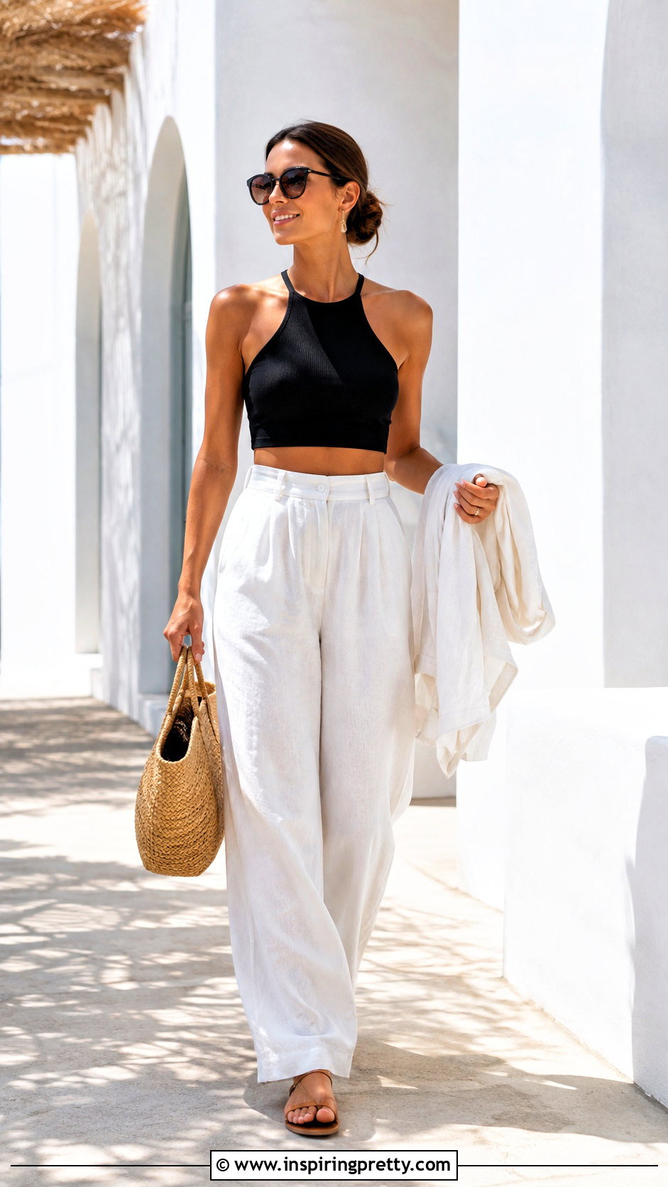 Halter Midriff Top With Linen Trousers - 50 midriff top outfit ideas