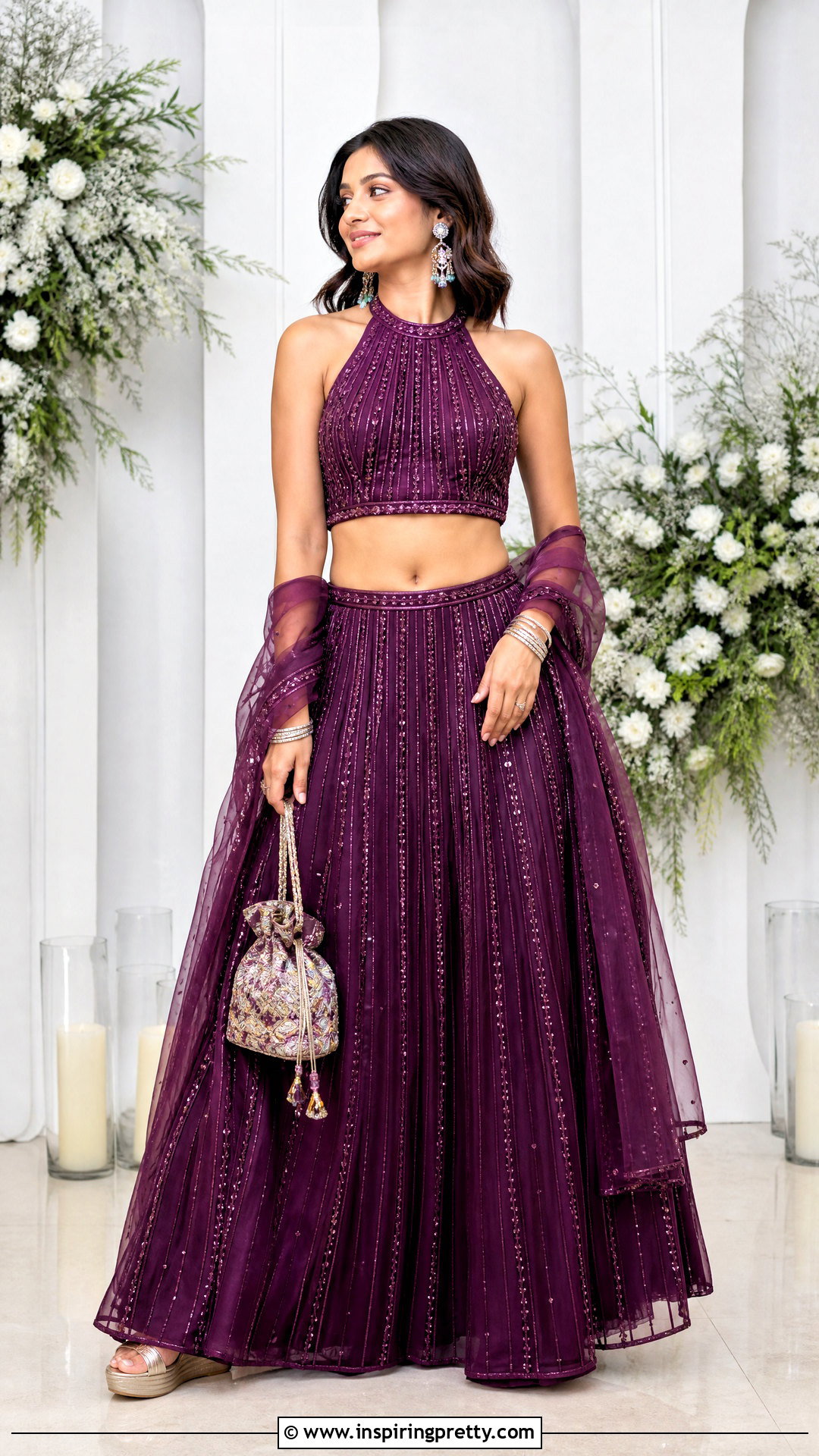 Halter Neck Crop Top Lehenga - 50 lehenga blouse designs crop tops outfit ideas
