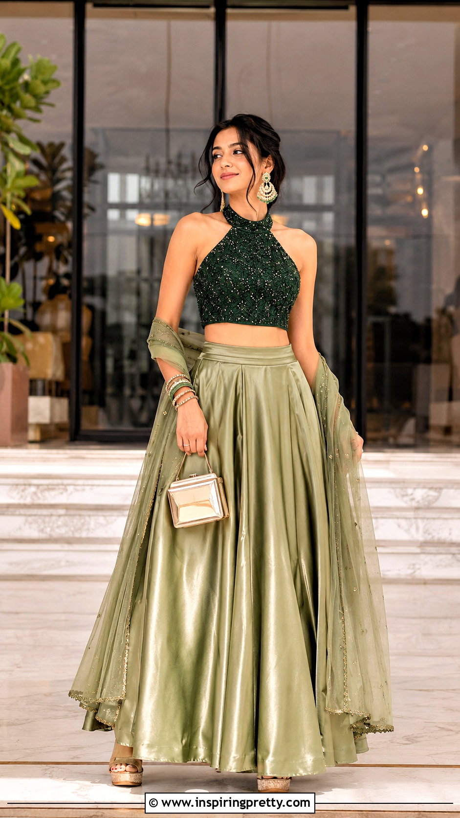 Halter Neck Crop Top Lehenga - 50 Modern Lehenga Designs Crop Tops outfit ideas