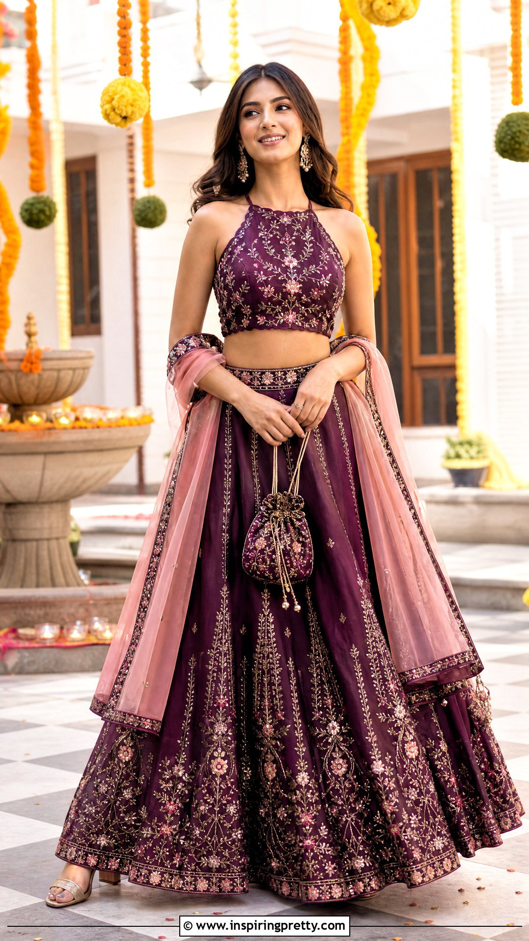 Halter Neck Crop Top Lehenga - 25 crop top lehenga new models