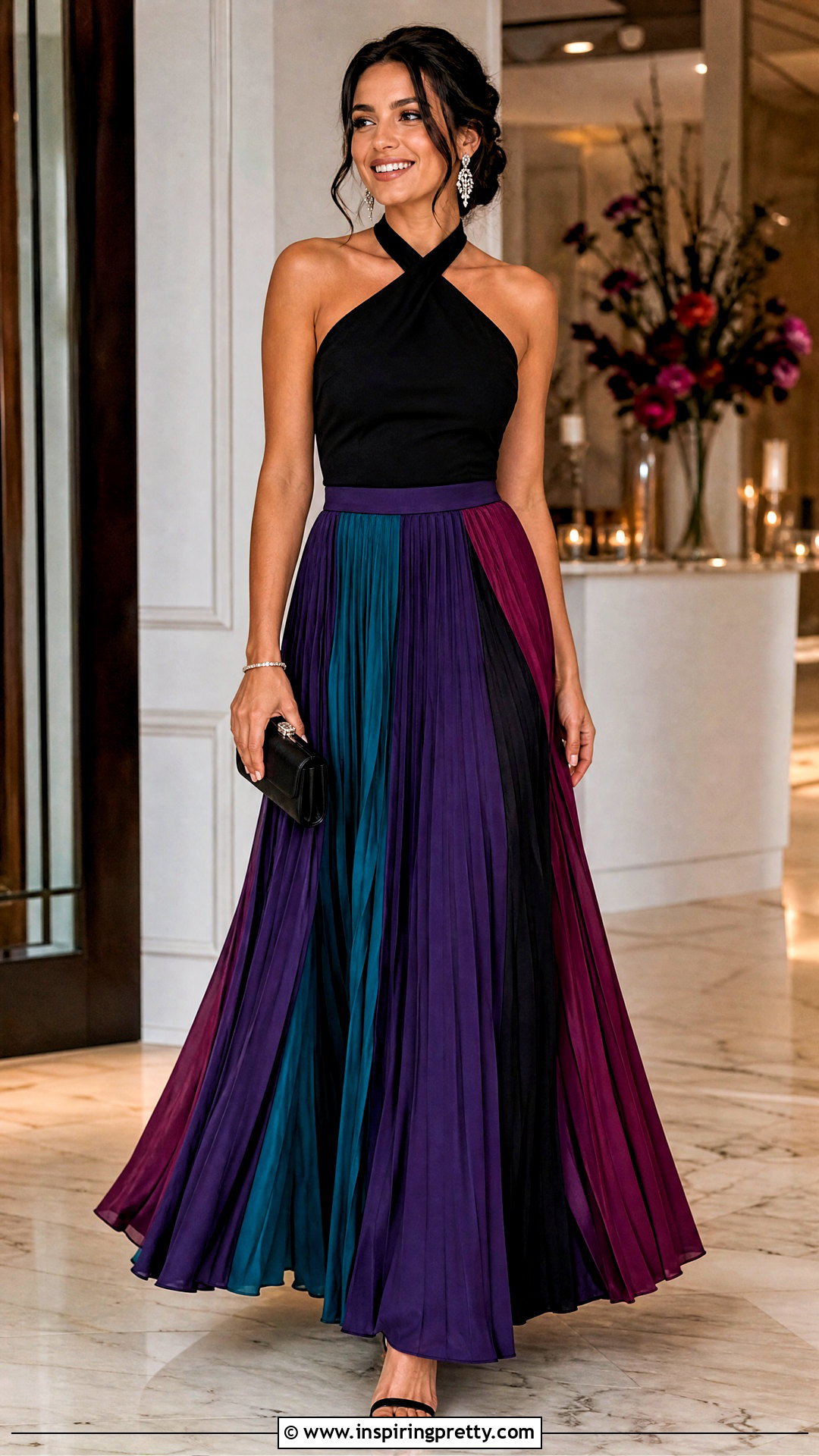 Halter Neck Top With A Statement Maxi Skirt - 50 halter neck tops outfit ideas
