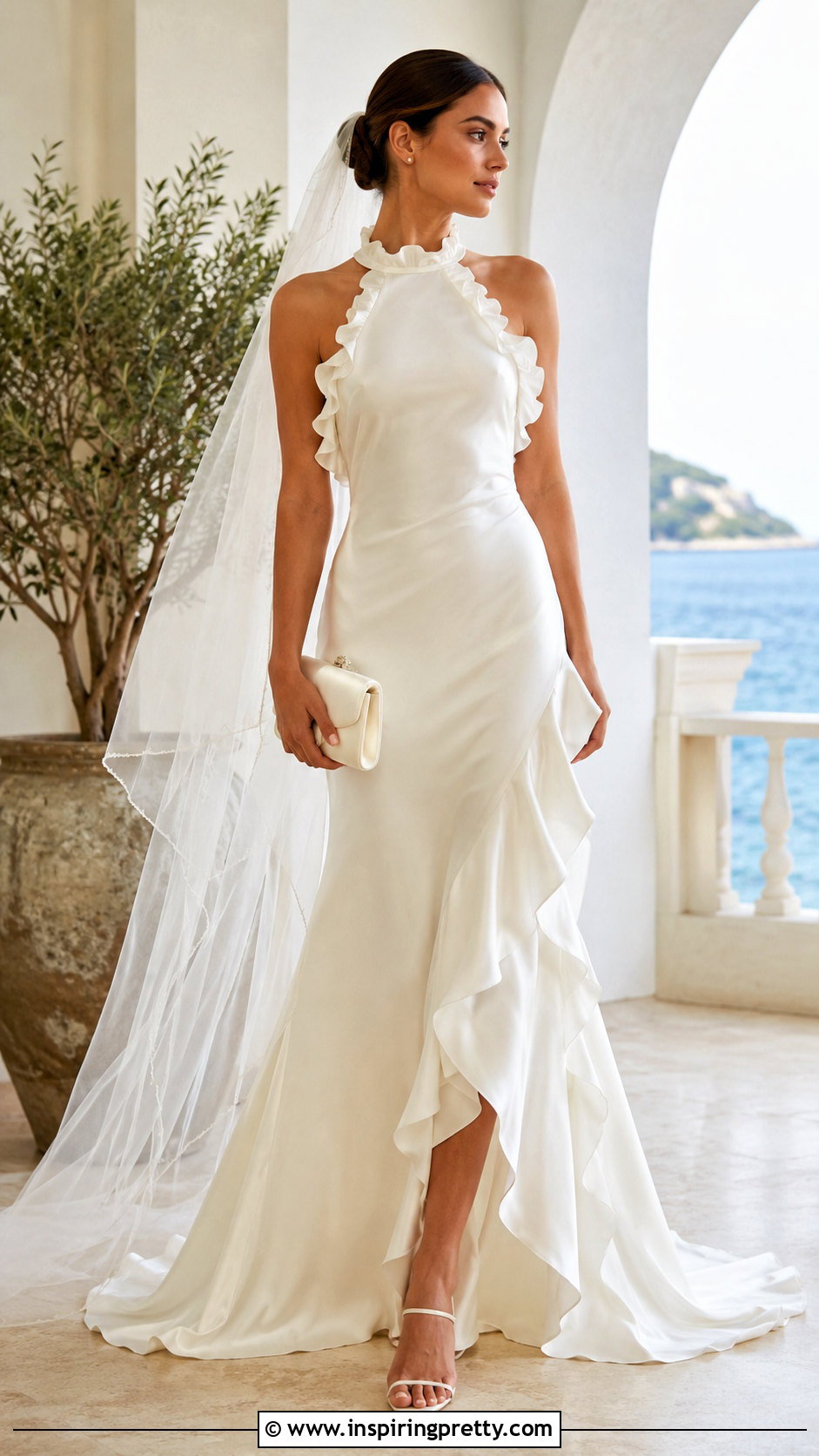 Halter Ruffle Wedding Dress With Simple Accessories - 50 halter top wedding dress outfit ideas