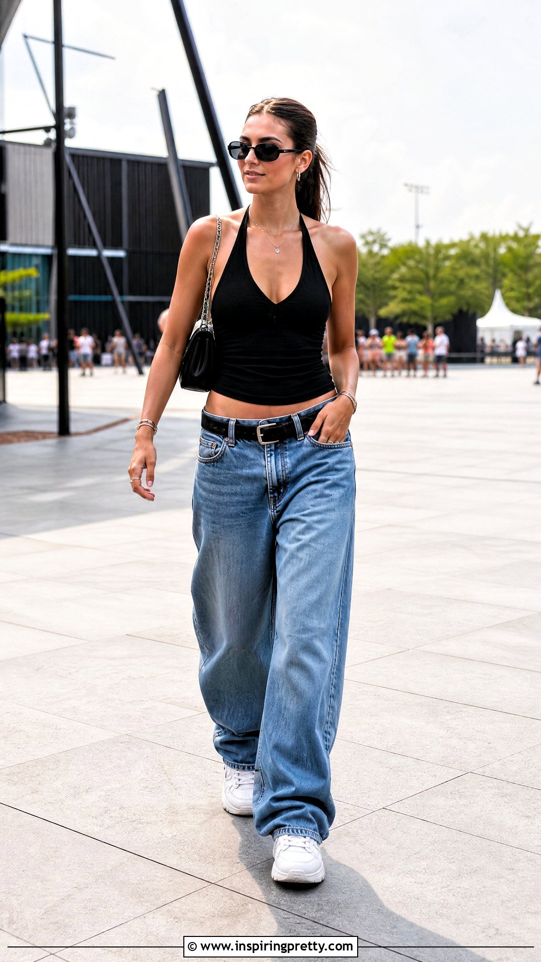Halter Tank Top With Baggy Jeans - 50 tank top outfits with jeans