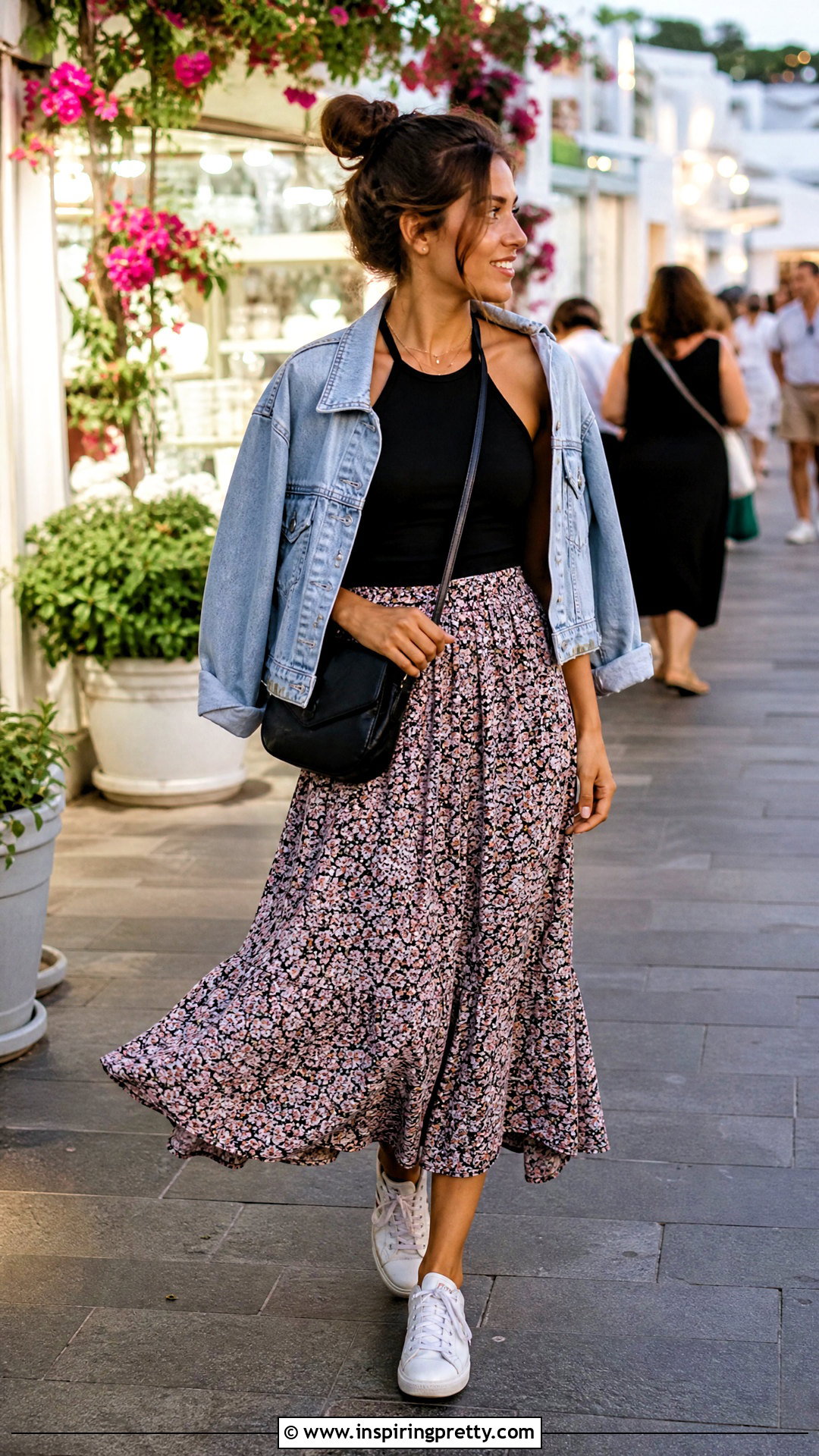 Halter Tank Top With Denim Jacket And Skirt - 50 halter tank top outfit ideas