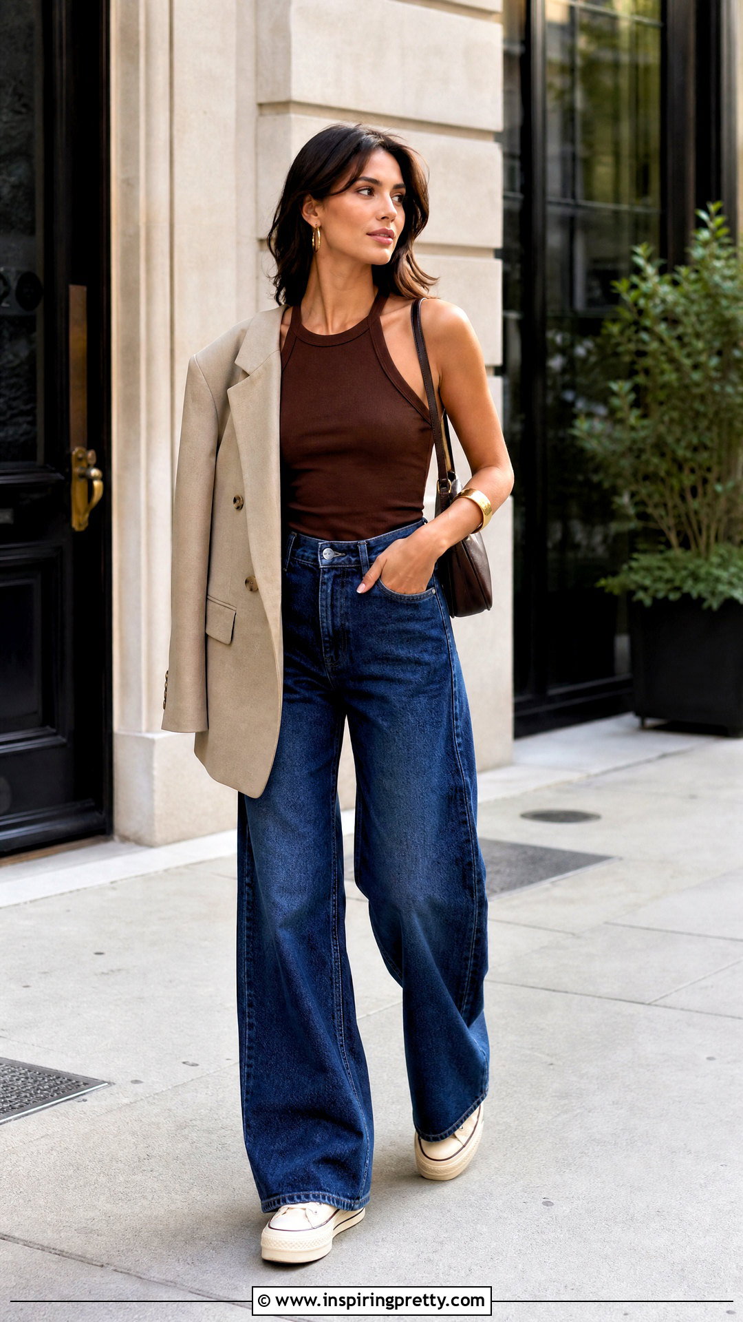 Halter Tank Top With Wide Leg Jeans And Converse - 25 converse tank top outfit ideas