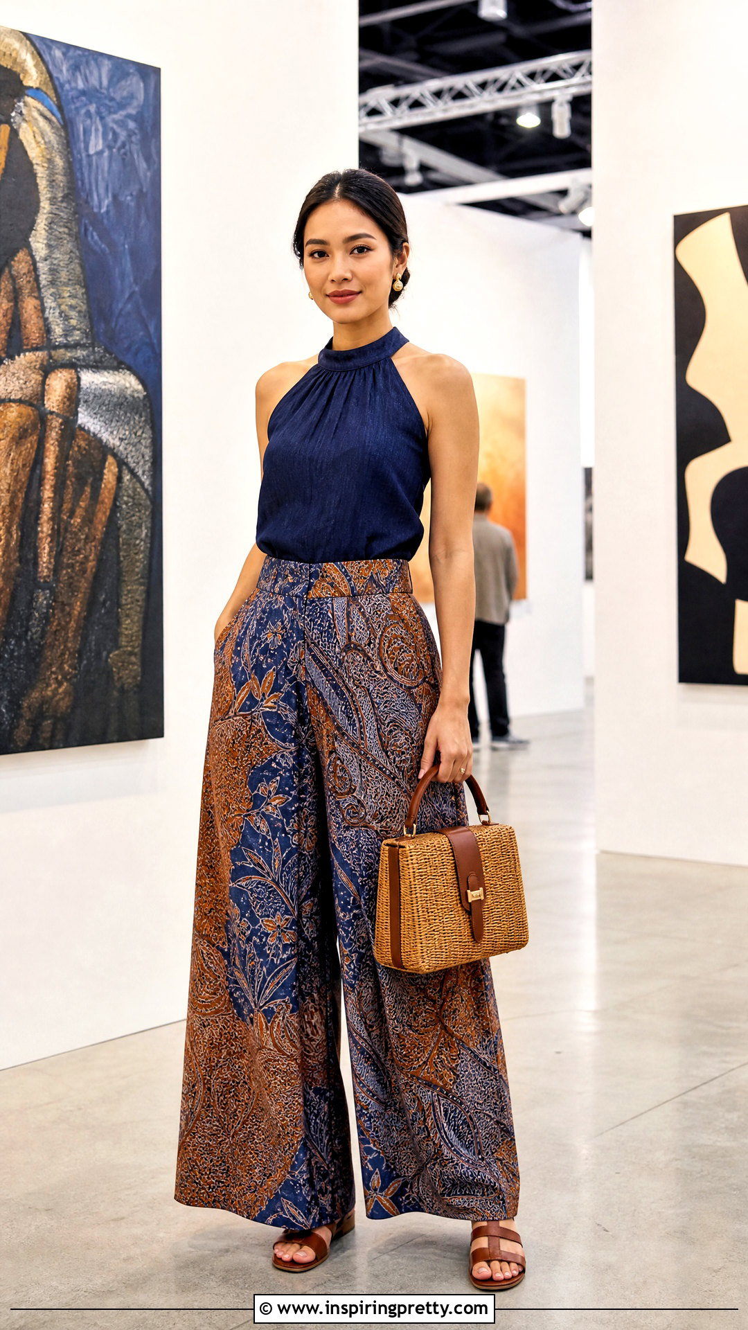 Halter Top With Batik Wide Leg Pants - 25 asian halter top outfit ideas