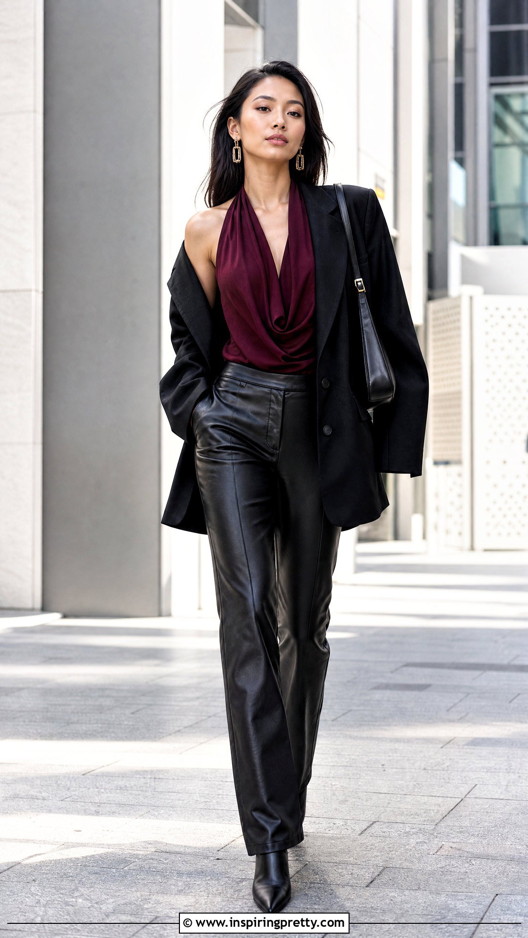 Halter Top With Faux Leather Pants - 25 asian halter top outfit ideas