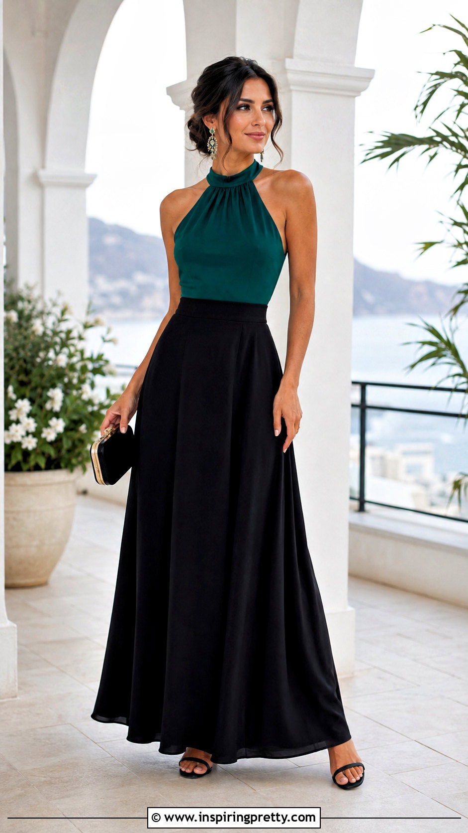 Halter Top With Full Maxi Skirt - 50 halter top outfit classy ideas